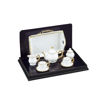Reutter Porzellan Dekofigur 001.348/6 - Teeset Baronesse "Weiß/Goldrand", Miniatur