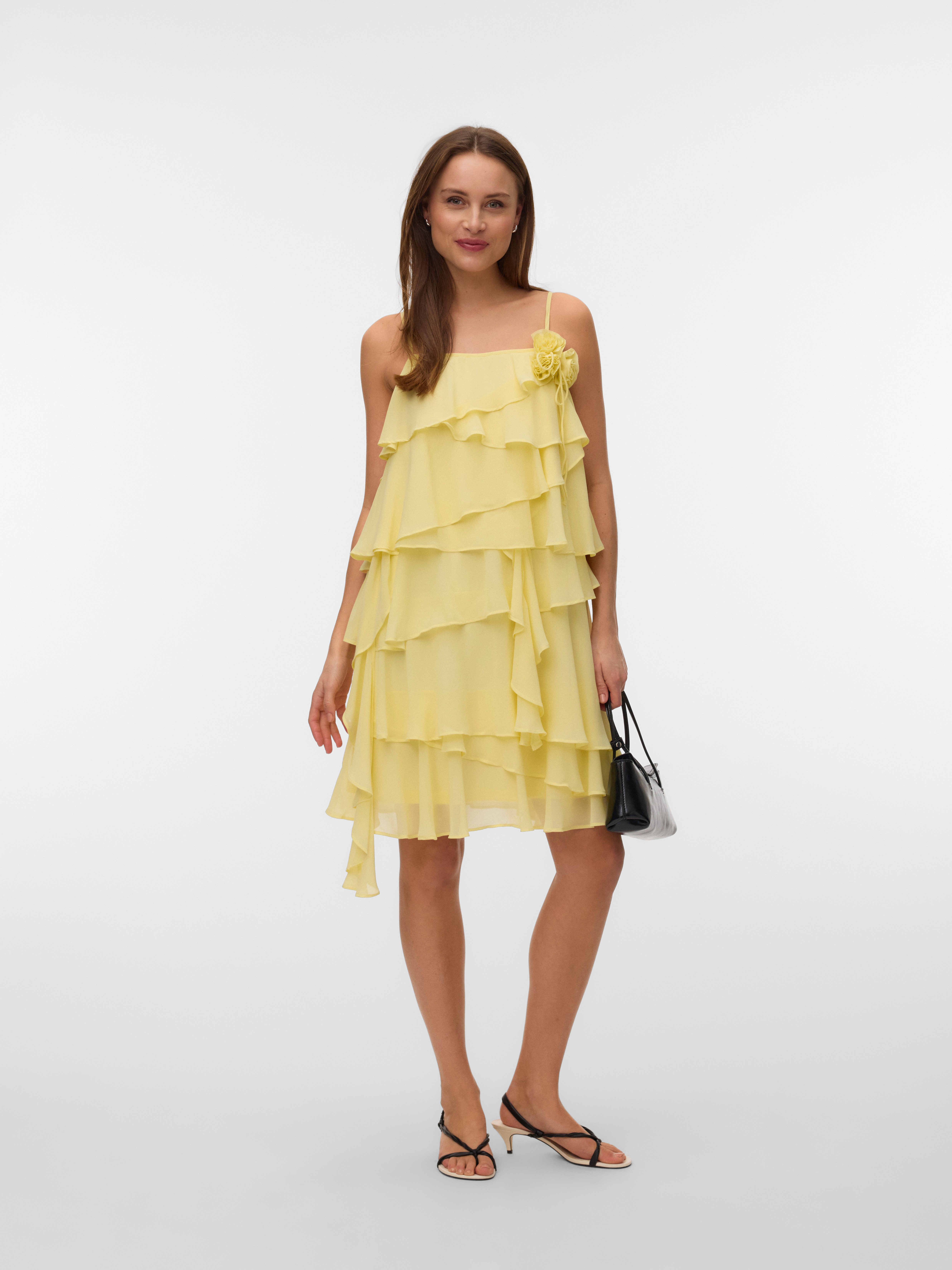 Vero Moda Trägerkleid VMADALYN SINGLET FLOUNCE DRESS EXP Kunstfaser, mit Volants