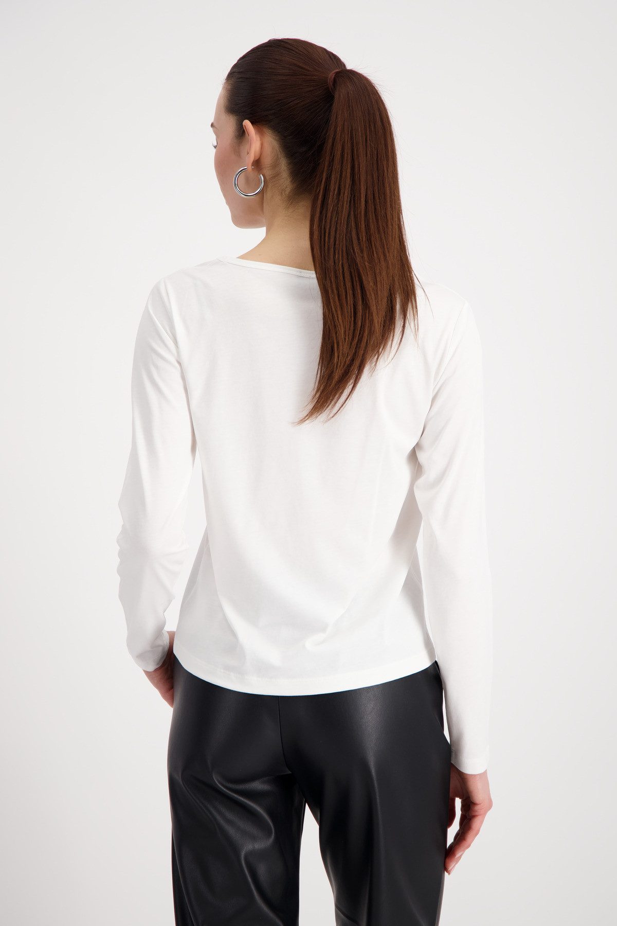 Monari Langarmshirt Shirt Frau Schrift Regular fit mit Rundhalsausschnitt