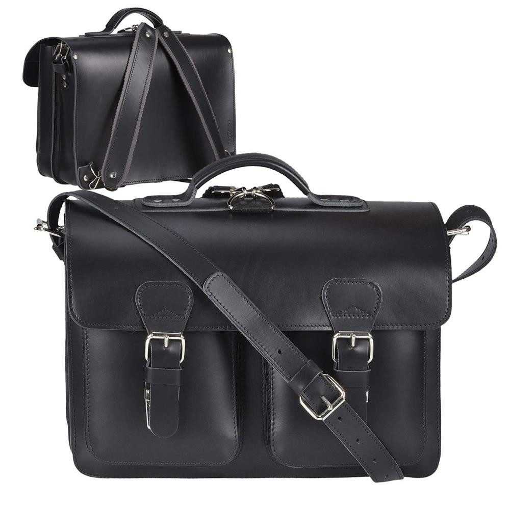 Ruitertassen Aktentasche "Classic Satchel" Damen Herren 38x27cm mit 2 Fächern, 38 cm Lehrertasche mit 2 Fächern, auch als Rucksack zu tragen, Leder