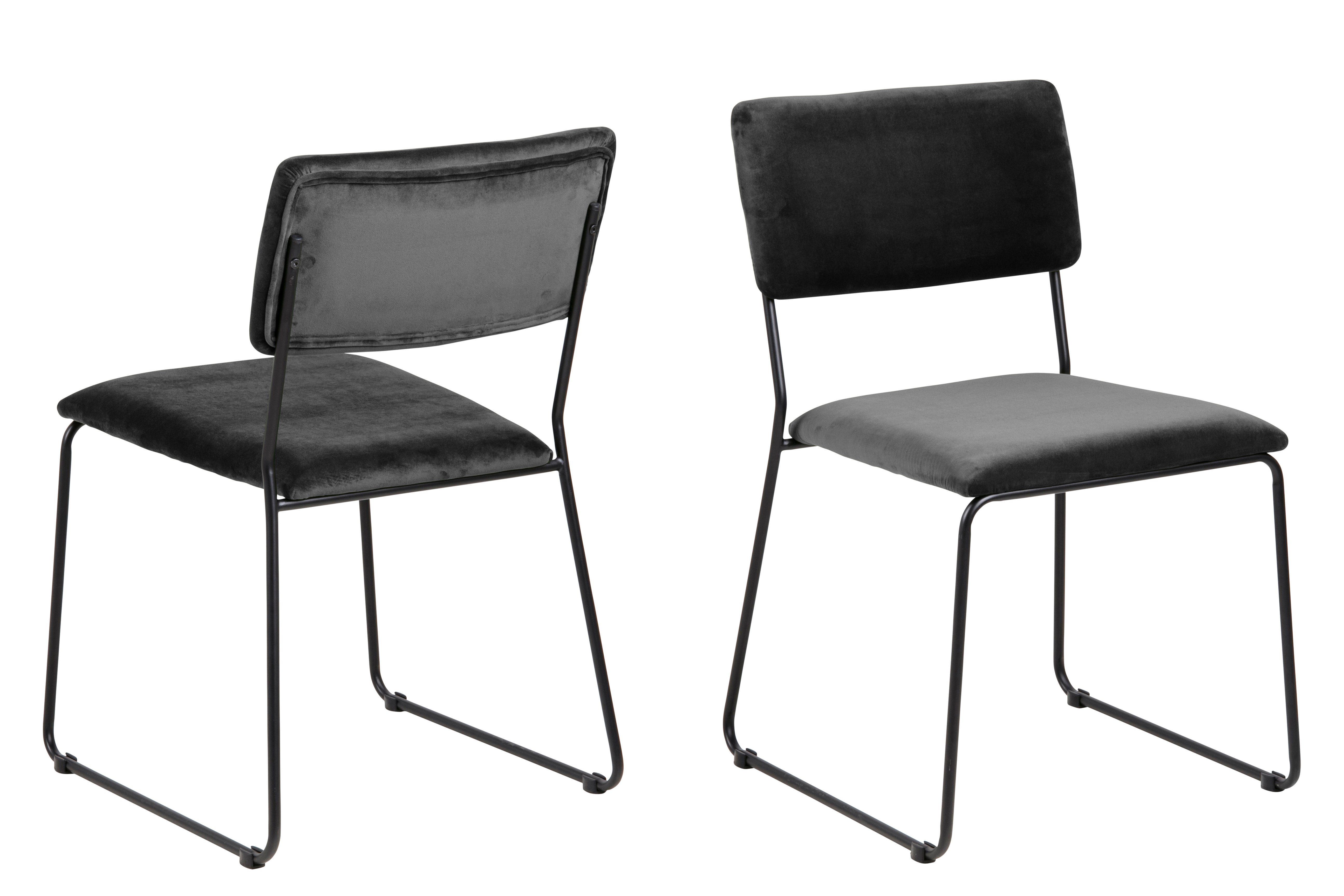 Esszimmerstuhl 2er Set Corcica Esszimmerstuhl dunkelgrau, Metall