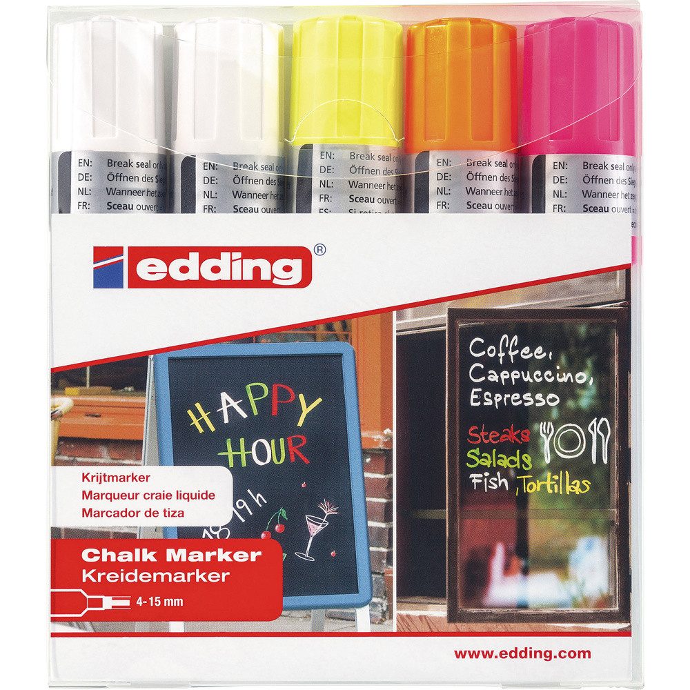 edding Marker Edding 4090 4-4090-5999 Kreidemarker Weiß, Weiß, Neongelb, Neonorange