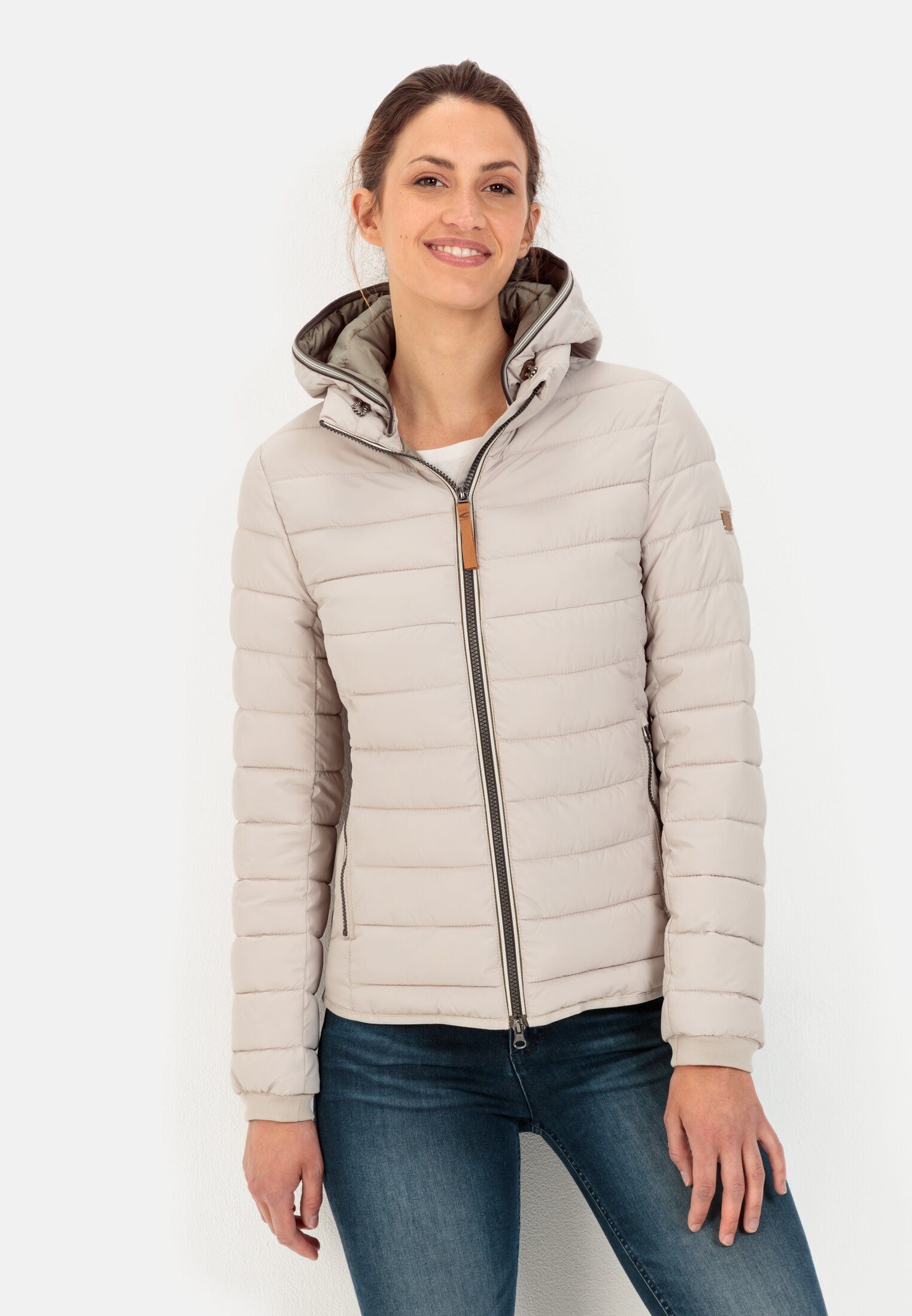 camel active Steppjacke mit abnehmbarer Kapuze Mandel