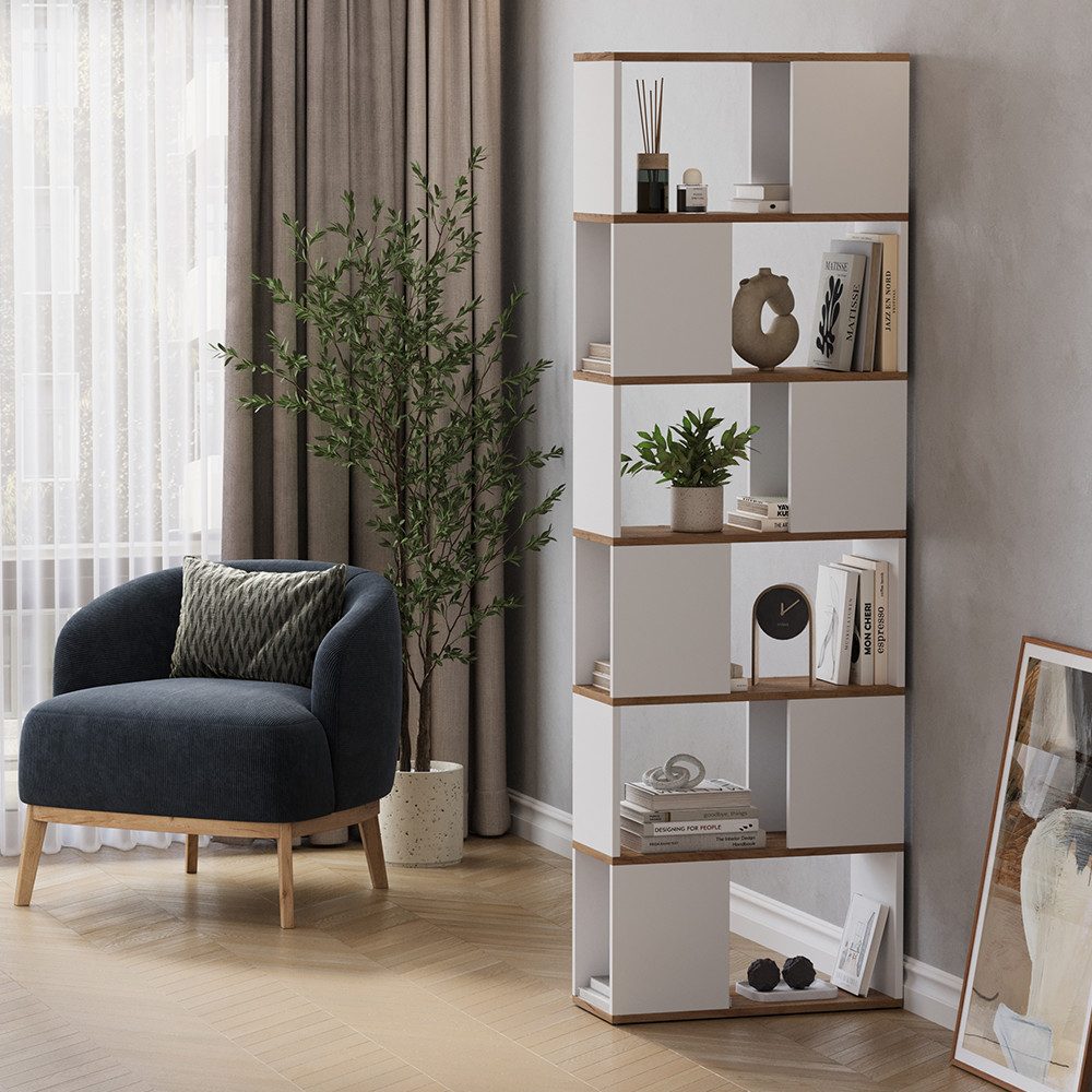 Vicco Raumteiler Eneos, Weiß/Goldkraft Eiche, 60 x 186 cm