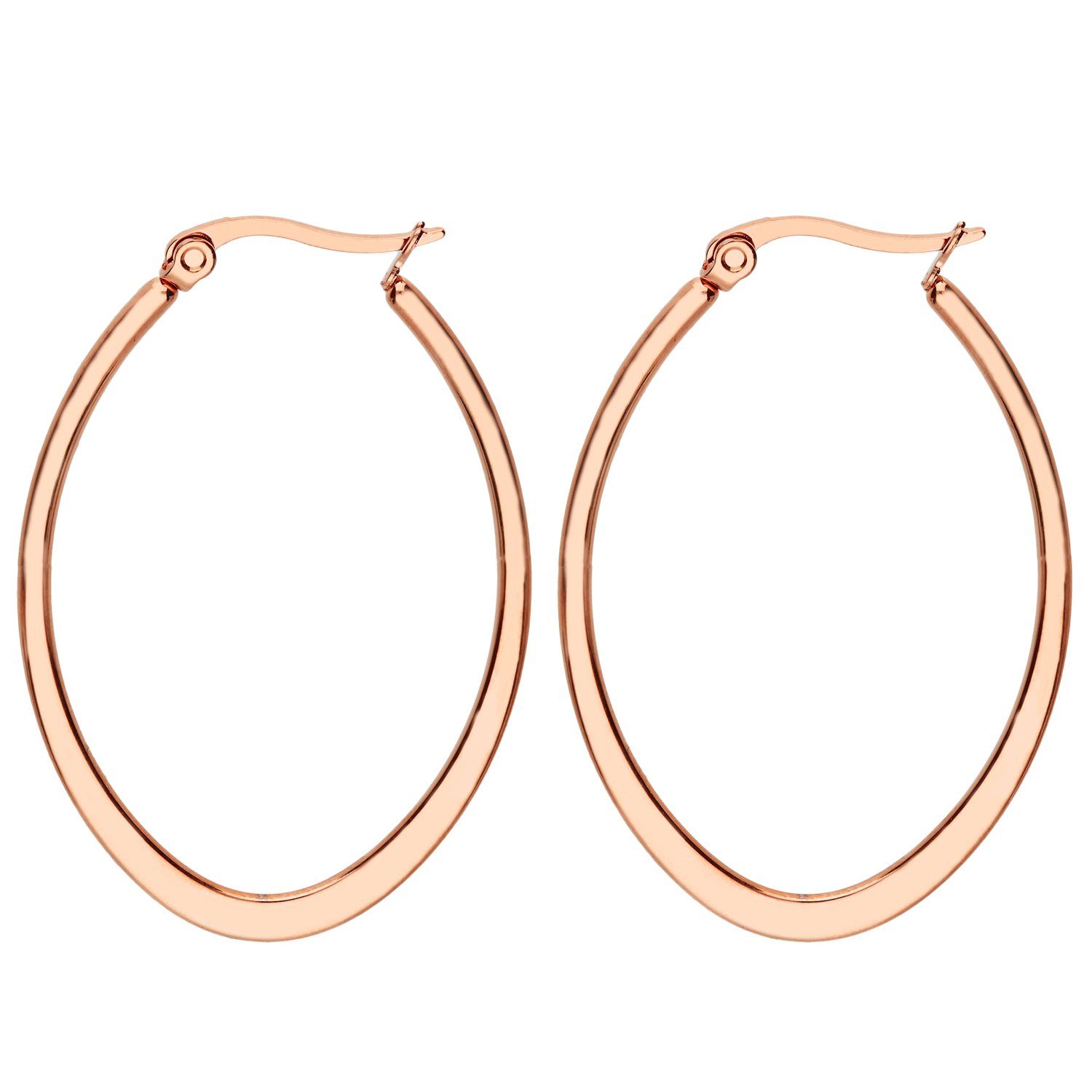 LÖB Paar Creolen Edelstahl 18K Roségold vergoldet Creolen Ohrringe Oval Tro günstig online kaufen