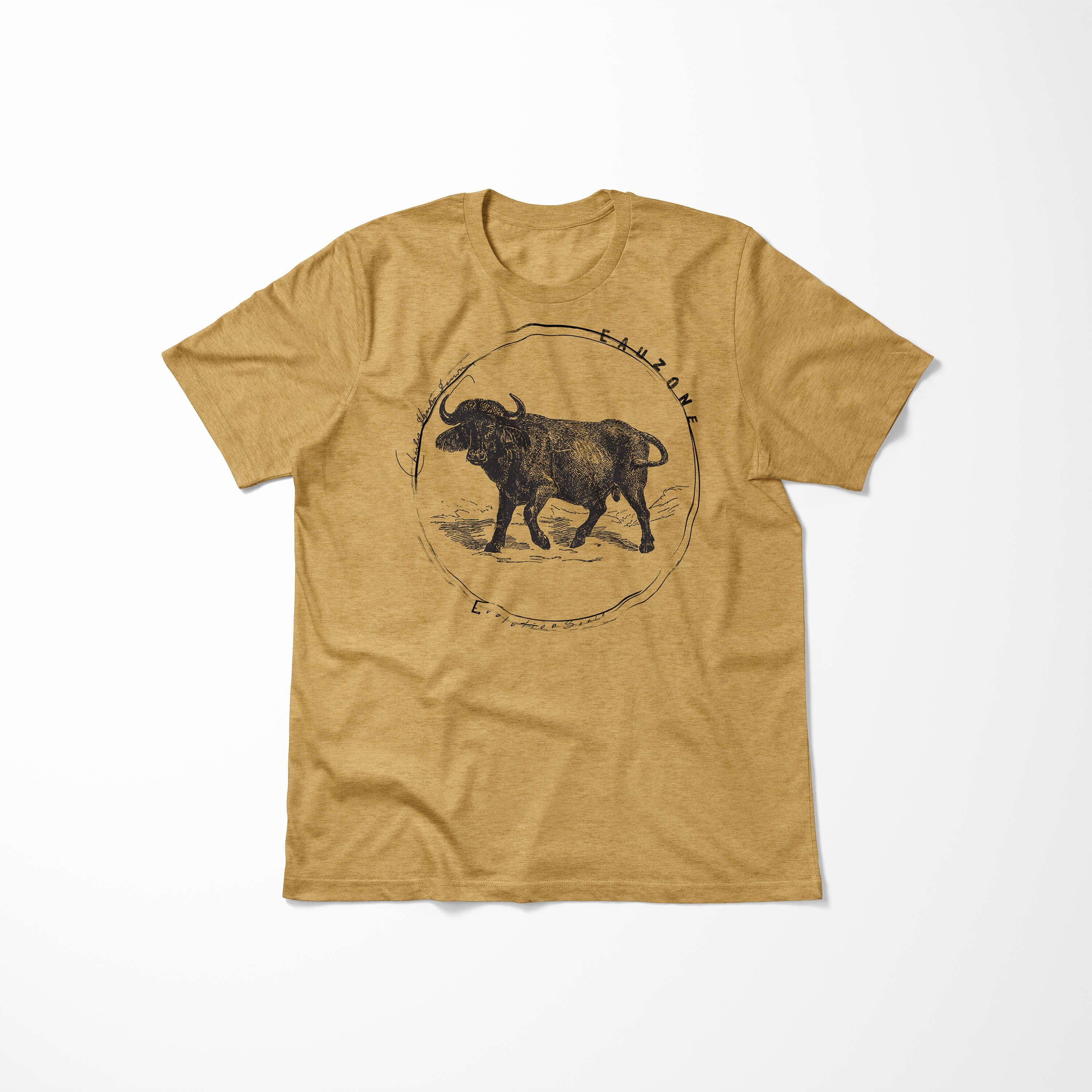 Sinus Art T-Shirt Evolution Herren Gold Büffel T-Shirt Antique