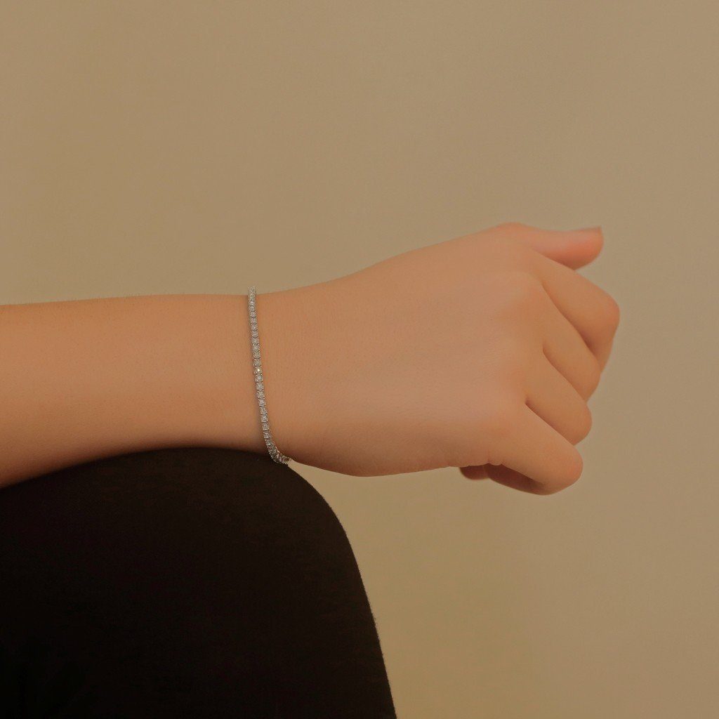 EinStein Diamant Tennisarmband Diamant Tennis Armband 14 Karat Weißgold