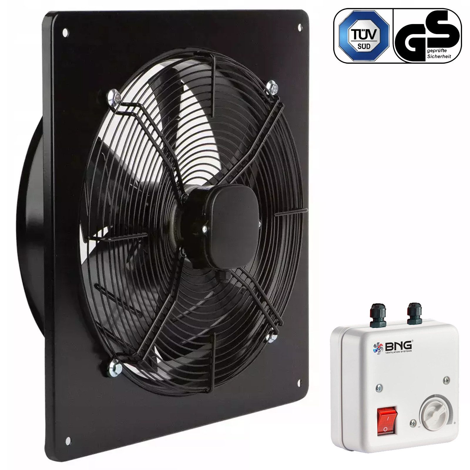 BVN VENTILATION SYSTEMS & ELECTRICAL MOTORS Wandventilator Industrie Axiallüfter Wand Gebläse Bdrax-K Axialventilator mit Regler