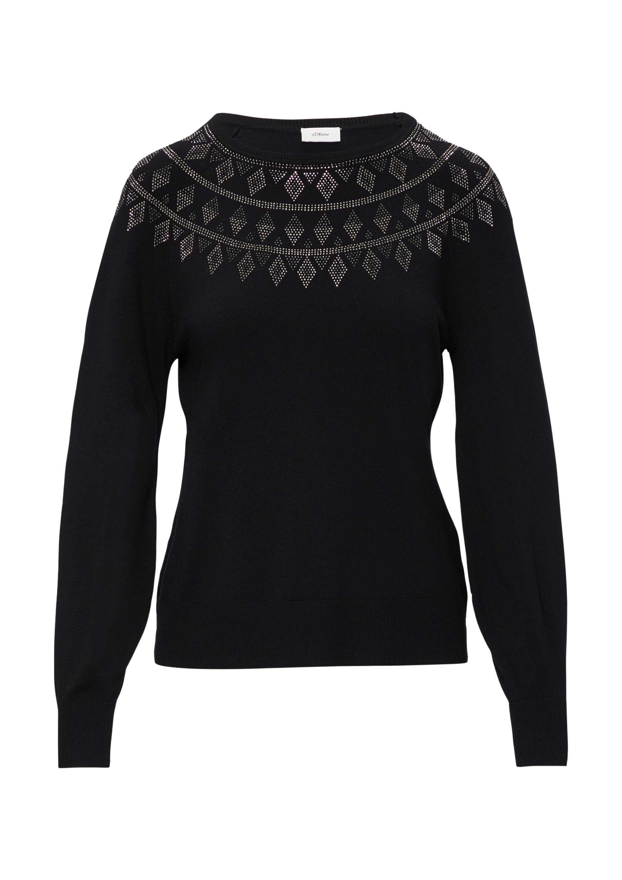 s.Oliver Longpullover Strickpullover Feinstrickpullover mit Strass-Details günstig online kaufen