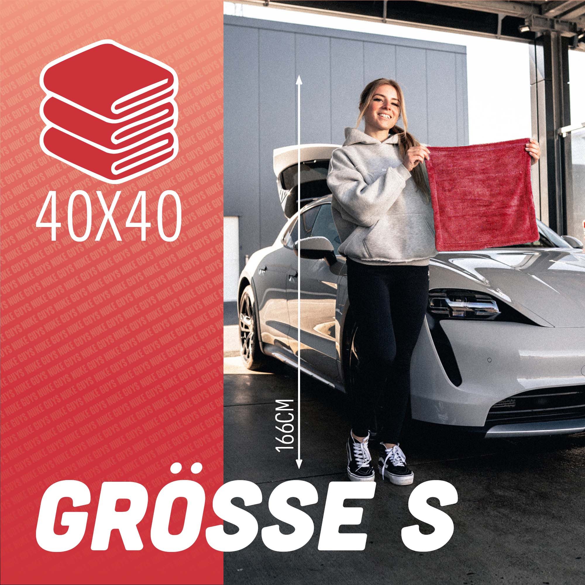 Nuke Guys Microfaser Auto Trockentuch - Gamma Dryer S bis XXL Mikrofasertuch (Microfaser, 40x40 cm, 1-tlg., Gamma Dryer S - Rot - 40x40cm 1400GSM)