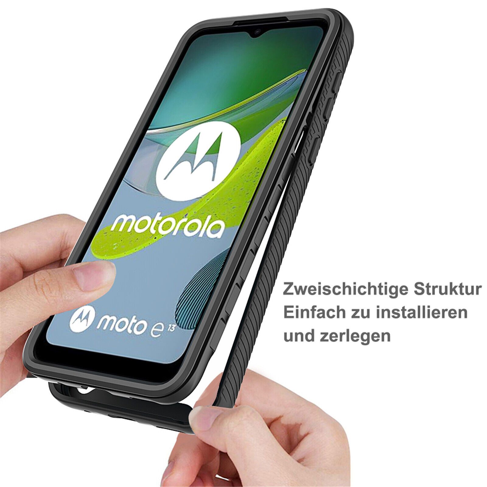 betterfon Handyhülle für Motorola Moto E13 TPU Case mit 360° Rundumschutz Displayschutz, 360 Grad Hülle mit Displayschutz und Fingerprint