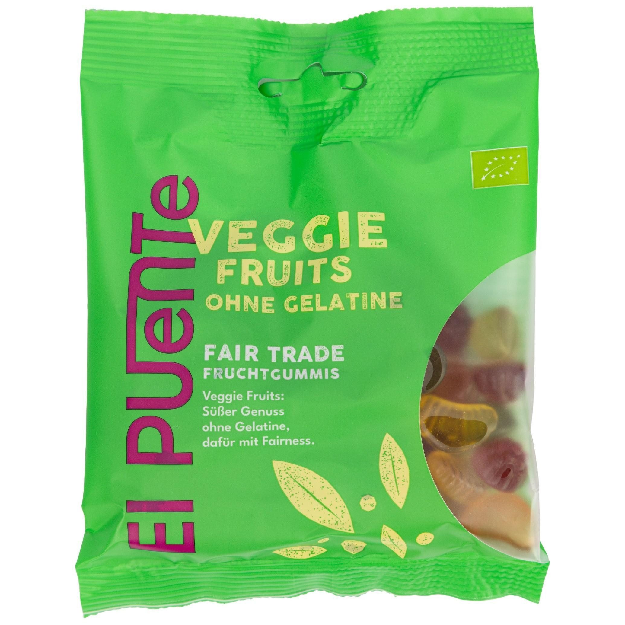 El Puente Süßigkeit Veggie Fruits - Bio-Fruchtgummi ohne Gelatine, Fair Trade, Vegan, Handmade