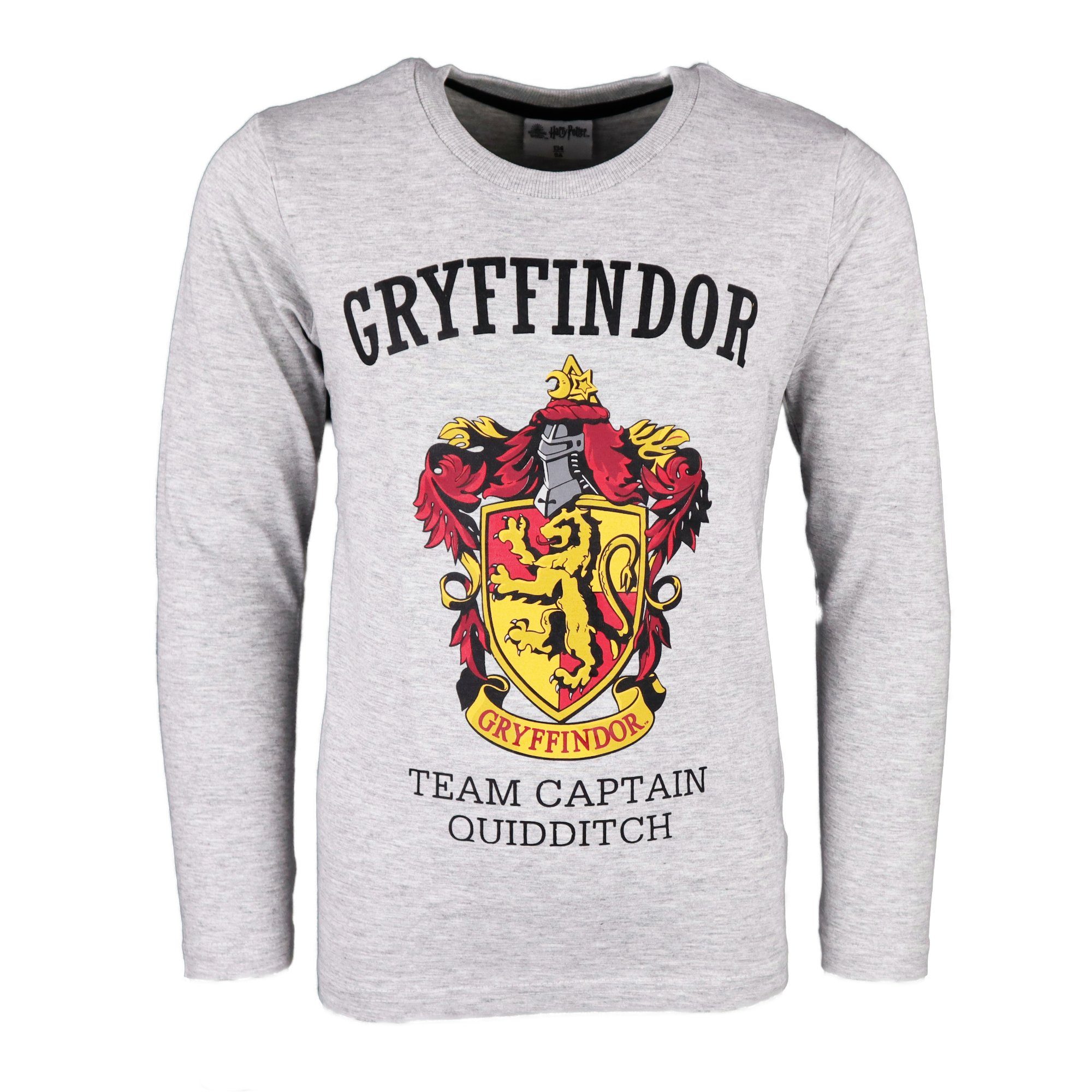 Harry Potter Langarmshirt HArry Potter Gryffindor Team Captain Quidditch Kinder langarm Shirt Gr. 134 bis 164, Grau