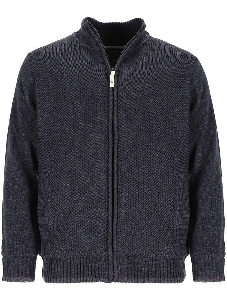 Leitfeuer Strickjacke Herren Strickjacke mit Stehkragen - Jacke Unifarben mit Reißverschluss