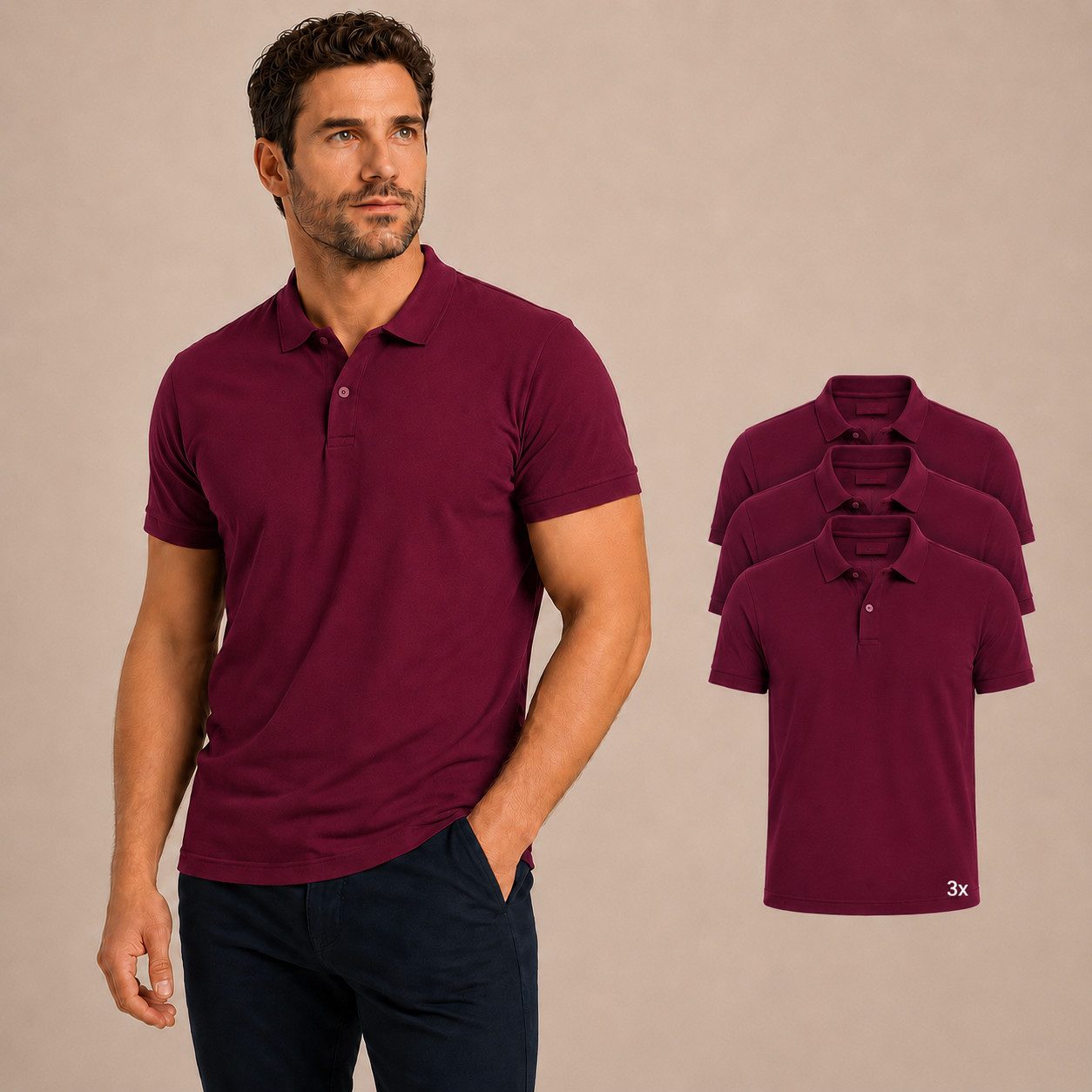 Sitztgut Poloshirt Premium Cotton Polo T-Shirt (3-tlg)