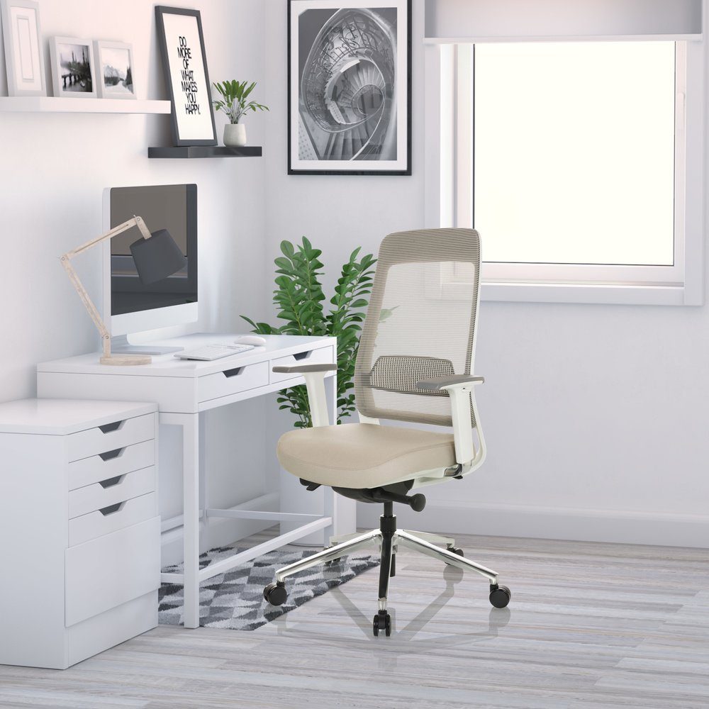 hjh OFFICE WHITE St), ergonomisch Schreibtischstuhl Beige/Grau Drehstuhl (1 Stoff/Netzstoff CHIARO Profi T2 Bürostuhl