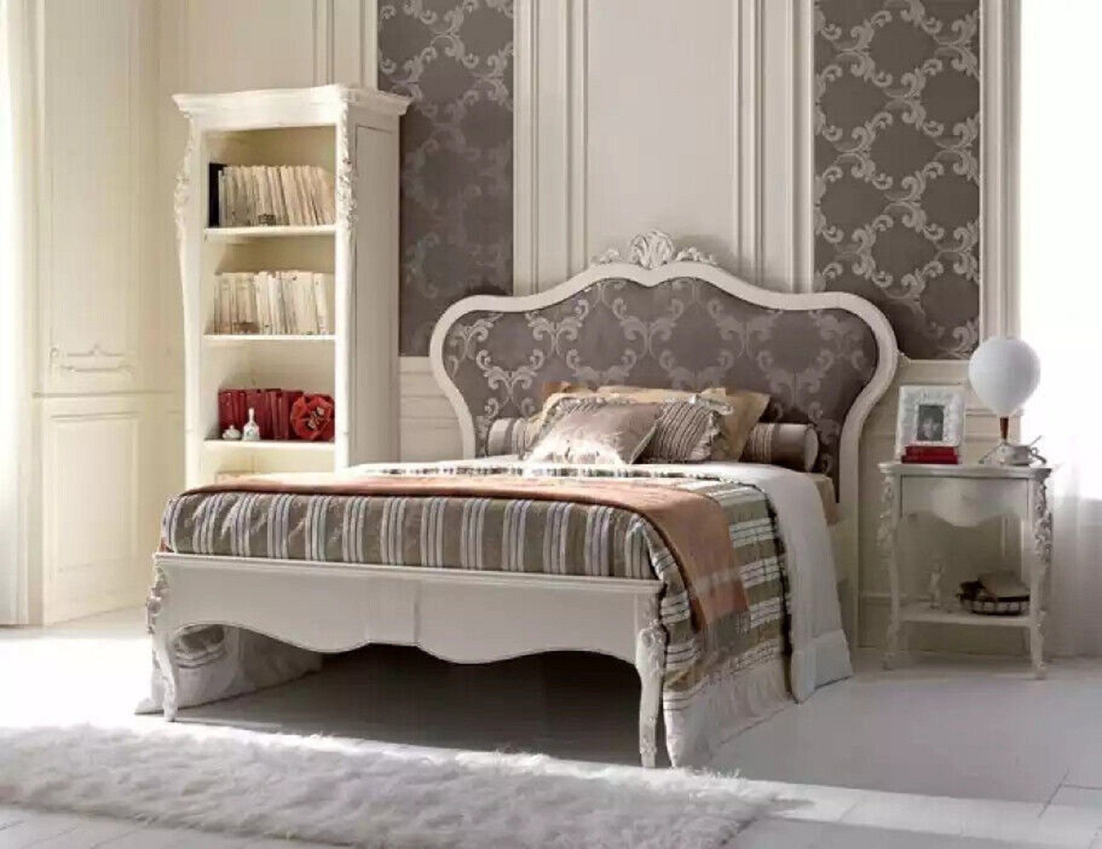 Schlafzimmer 2x + Schlafzimmer-Set Luxus Nachttische 3tlg. Nachttisch Modern Design Bücherregal, Bücherregal) + Bett JVmoebel (3-St., Bett