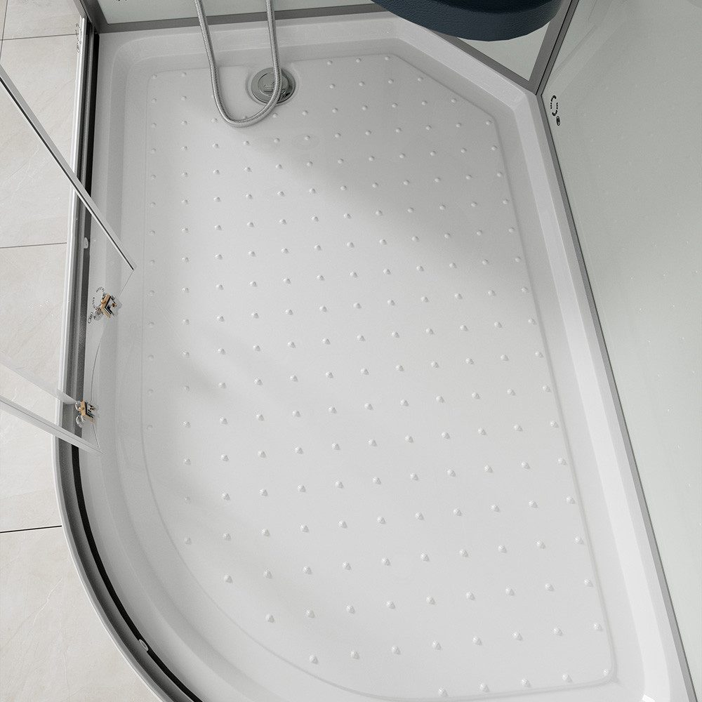 HOME DELUXE Eckdusche Duschkabine WHITE PEARL - 120 x 80 cm Rechts, BxT: 120x80 cm, ESG-Vollverglasung, Regendusche, Wasserfall, Duschkabine, Fertigdusche