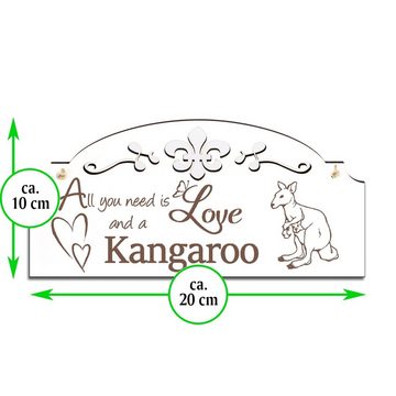 Dekolando Hängedekoration Känguru mit Baby Deko 20x10cm All you need is Love