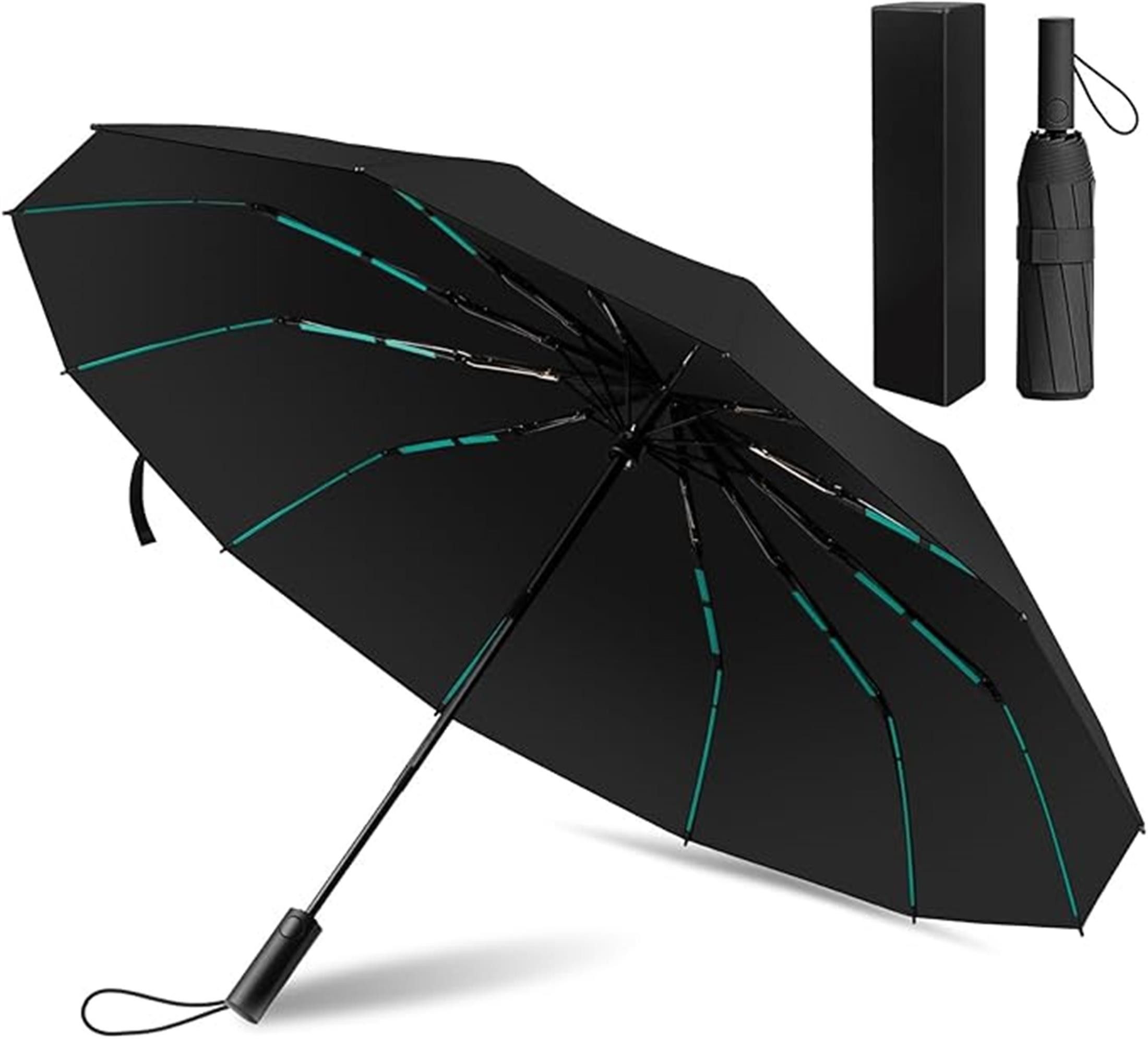ibettertec Taschenregenschirm Automatik Regenschirm,12 Rippen mit verstärkter Glasfaserstruktur, 210T Stoff, kompakter Taschenschirm mit Auf-Zu-Automatik
