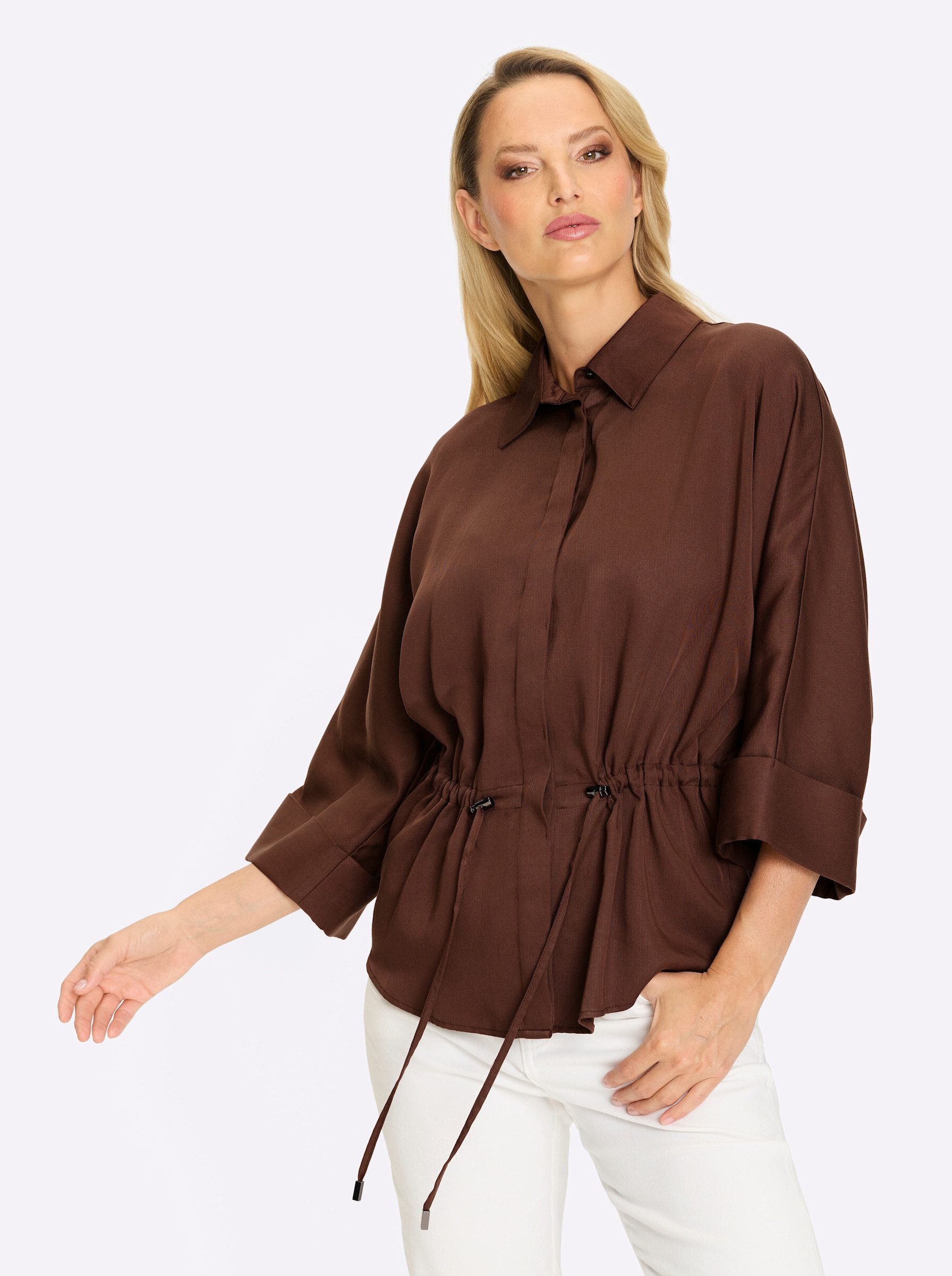 Klassische Bluse Hemdbluse 3/4-Arm