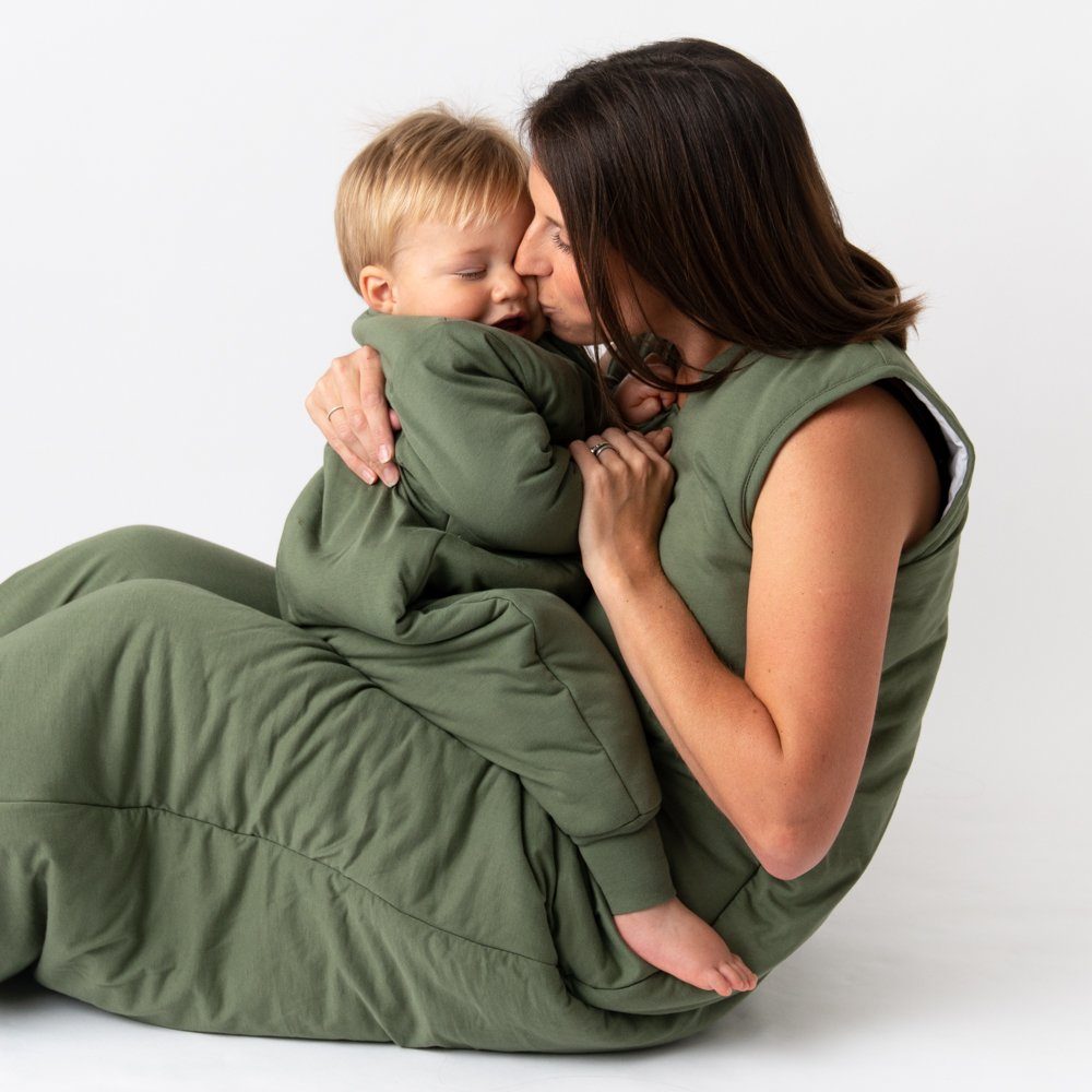 Schlummersack Kinderschlafsack, Schlafsack mit Tog zertifiziert OEKO-TEX Füßen, Olive 3.5