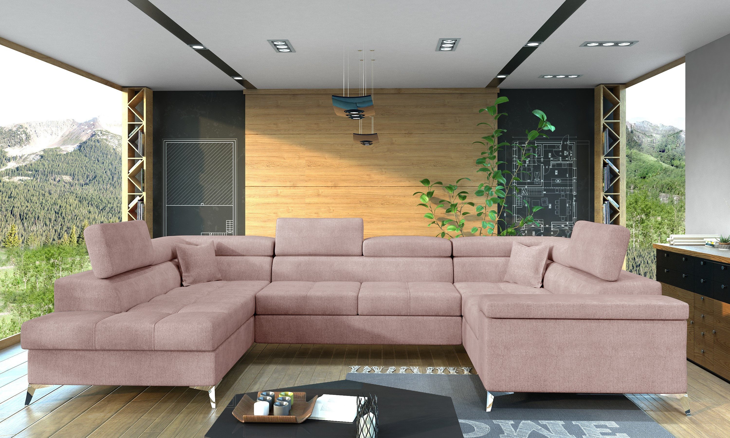 MF Design Wohnlandschaft Tiya, mit Bettfunktion