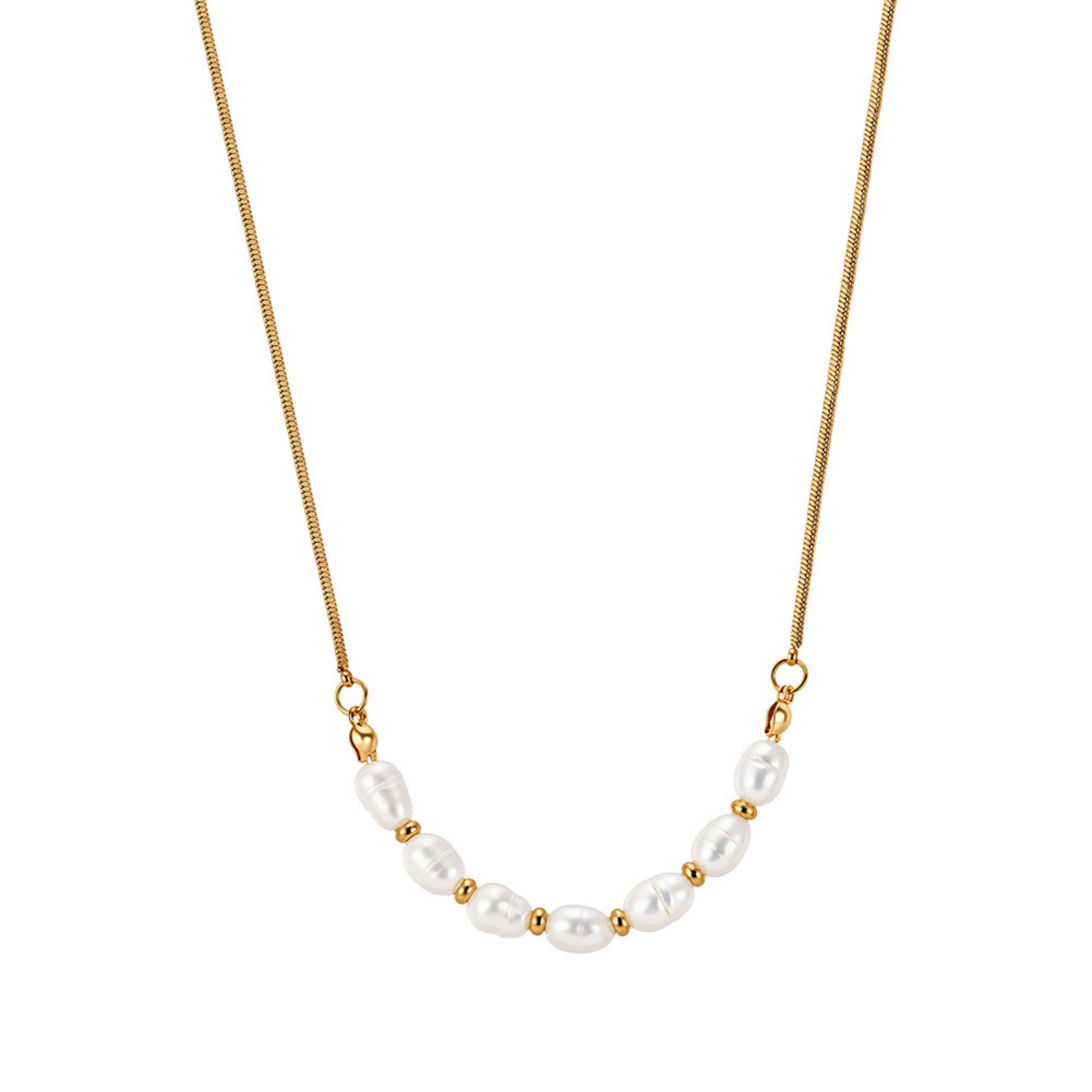S&T Design Perlenkette Pearl Grace (Einzelartikel, 1-tlg., 1-teilig), Natürliche Süßwasserperlen, handgefertigt, längenverstellbar