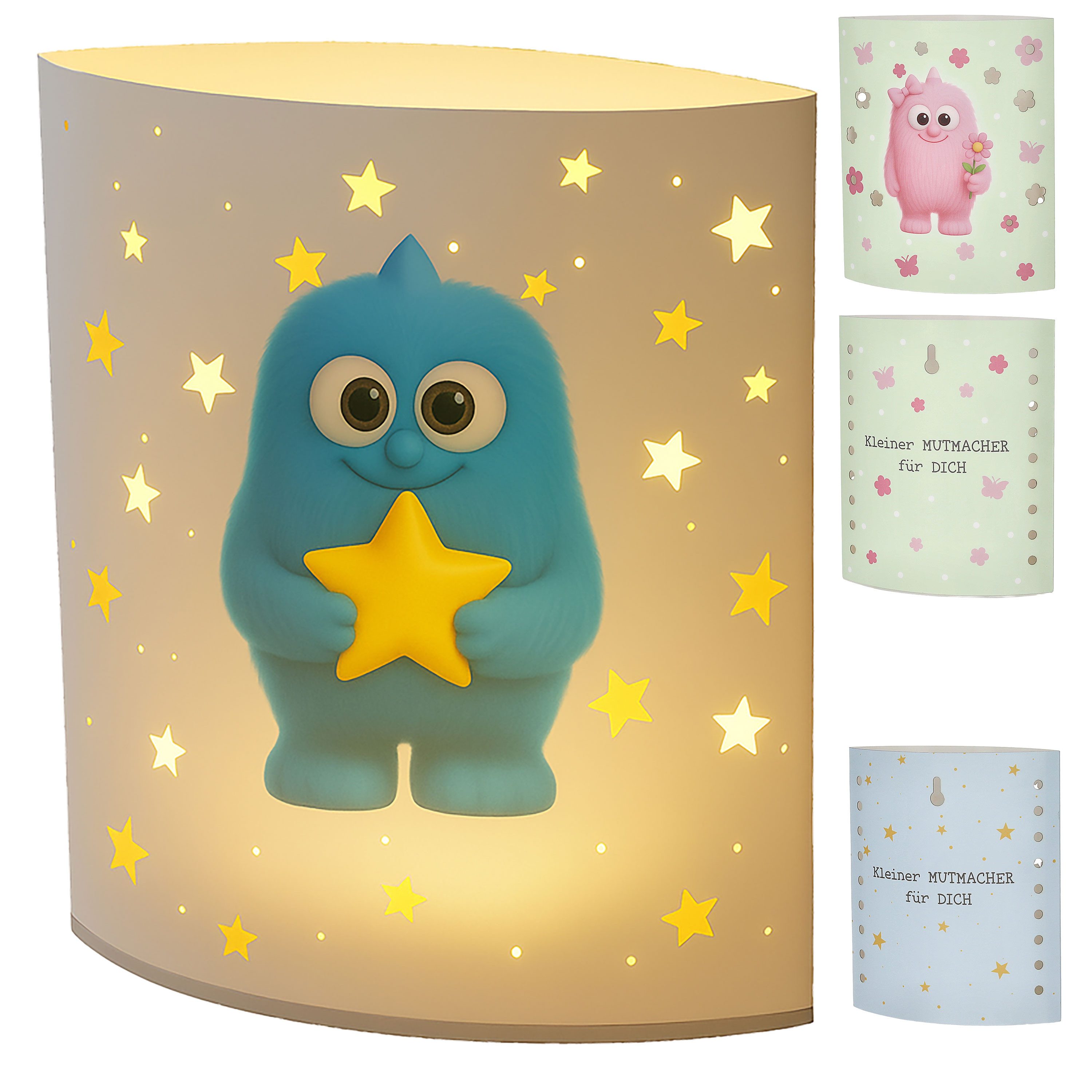 CEPEWA LED Dekolicht LED Nachtlicht Mutmacher 2er Set 13x16x5cm Papier 2 Motive Timer