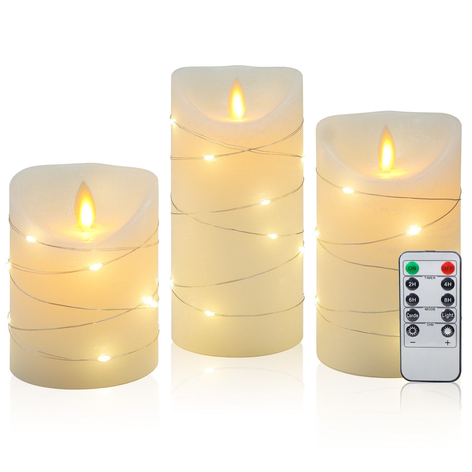 CCLIFE LED-Kerze LED Kerzen 3er 5er Set mit Fernbedienung Timer Funktion
