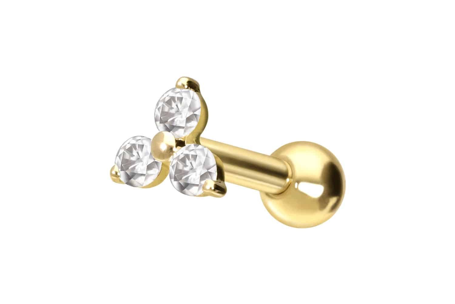 Piercing-Set 14/18 Karat Gold Ohrpiercing MOISSANIT-BLUME