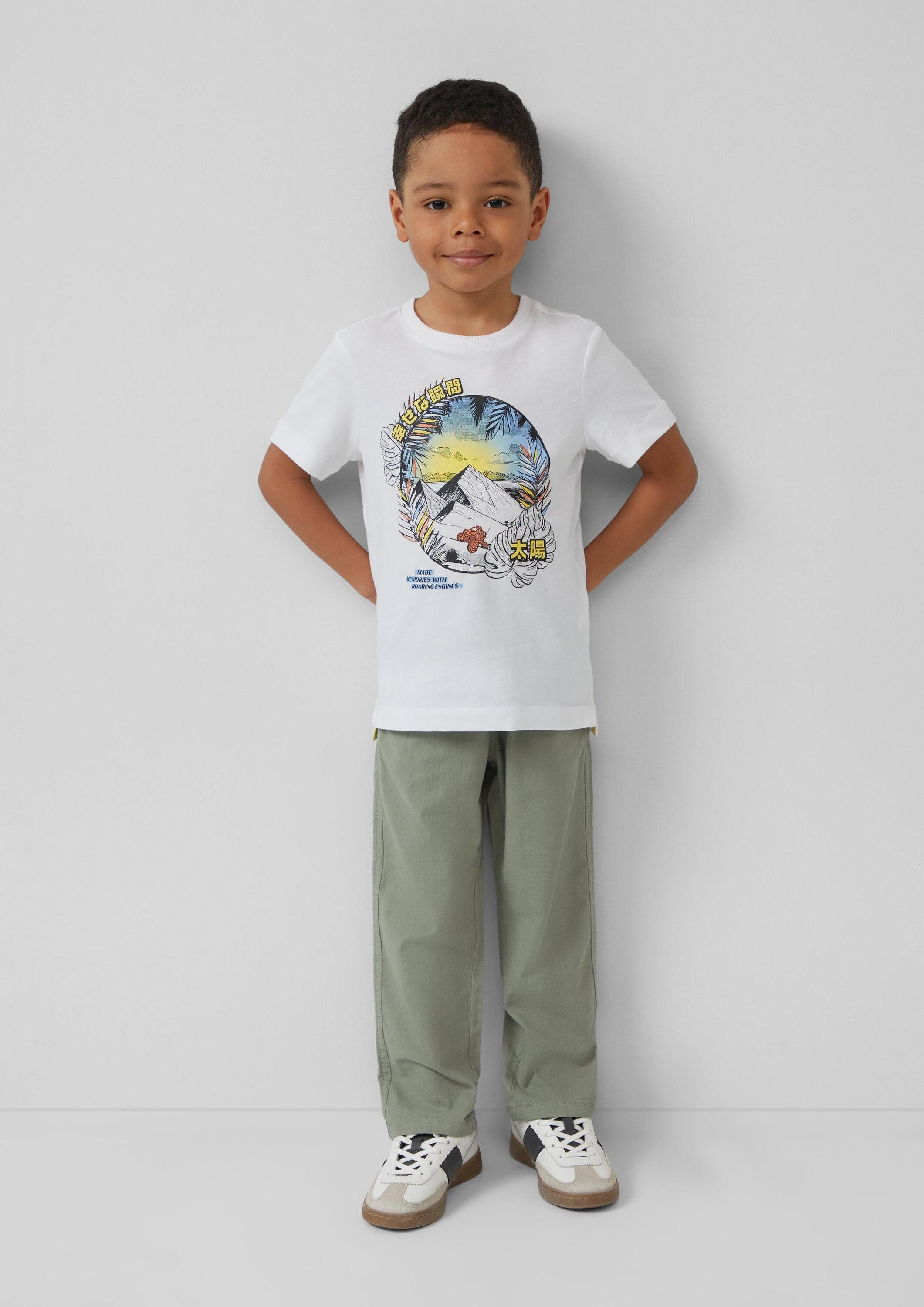 s.Oliver Kurzarmshirt T-Shirt Printshirt mit seitlichen Schlitzen am Saum