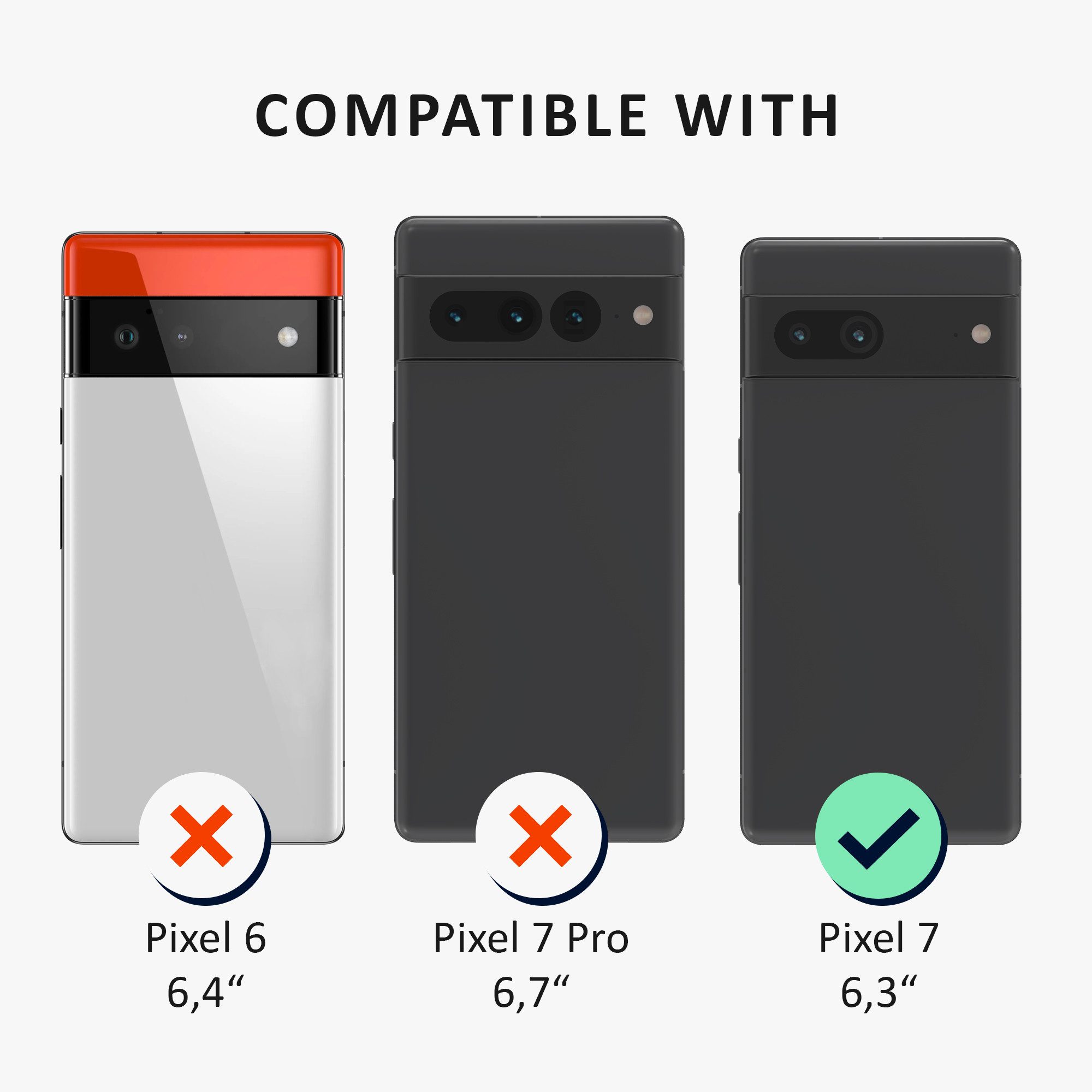kalibri Handyhülle Hülle für Google Pixel 7 Case, Handyhülle mit 2x Glas Schutz Folie - Cover Handyhülle