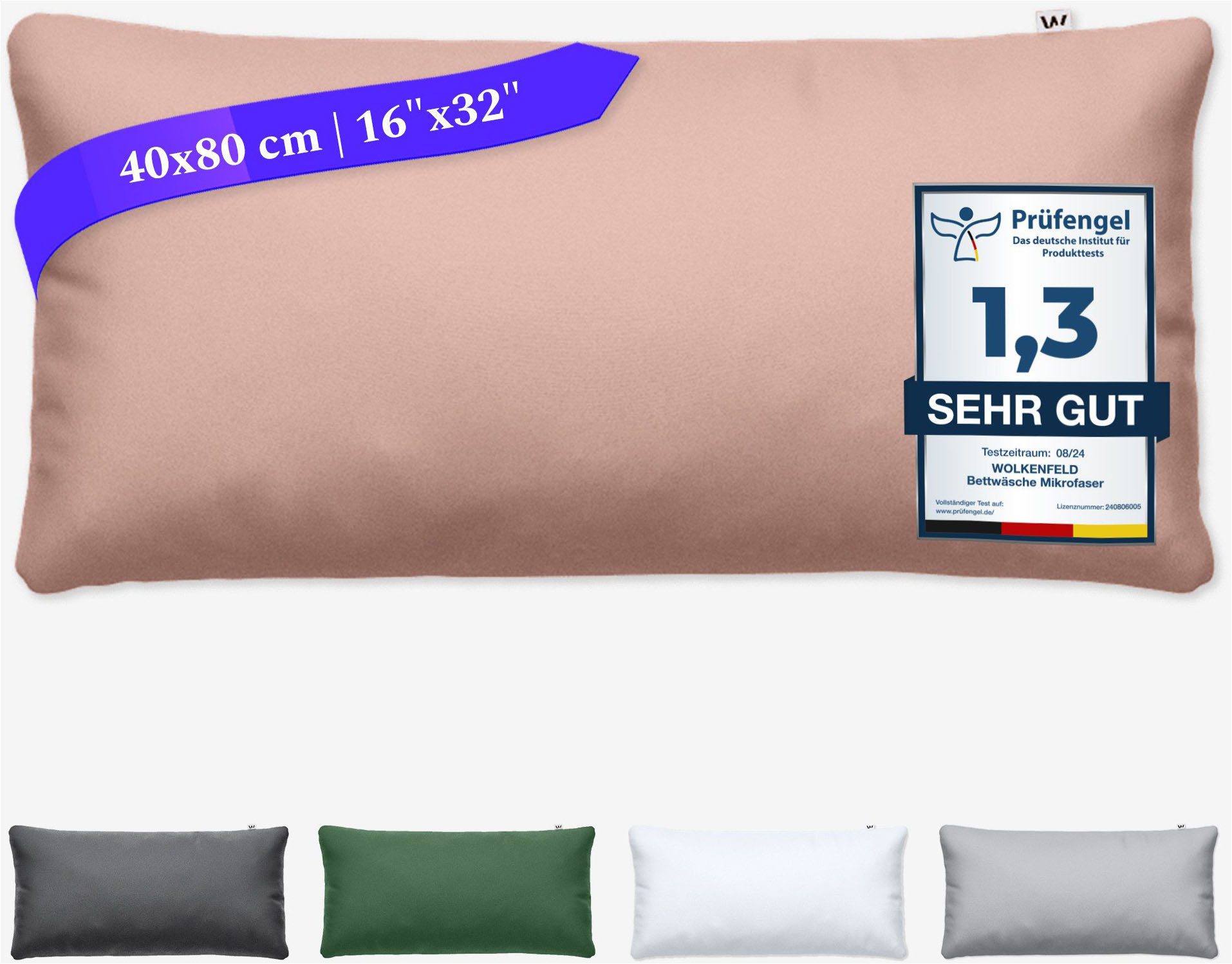 Wolkenfeld Kissenbezug Mikrofaser Kissenbezug - Allergiker Kopfkissenbezug - unfassbar weich, (1 Stück), Größe 80x80, 40x80 und 70x90 cm, versteckter Reißverschluss