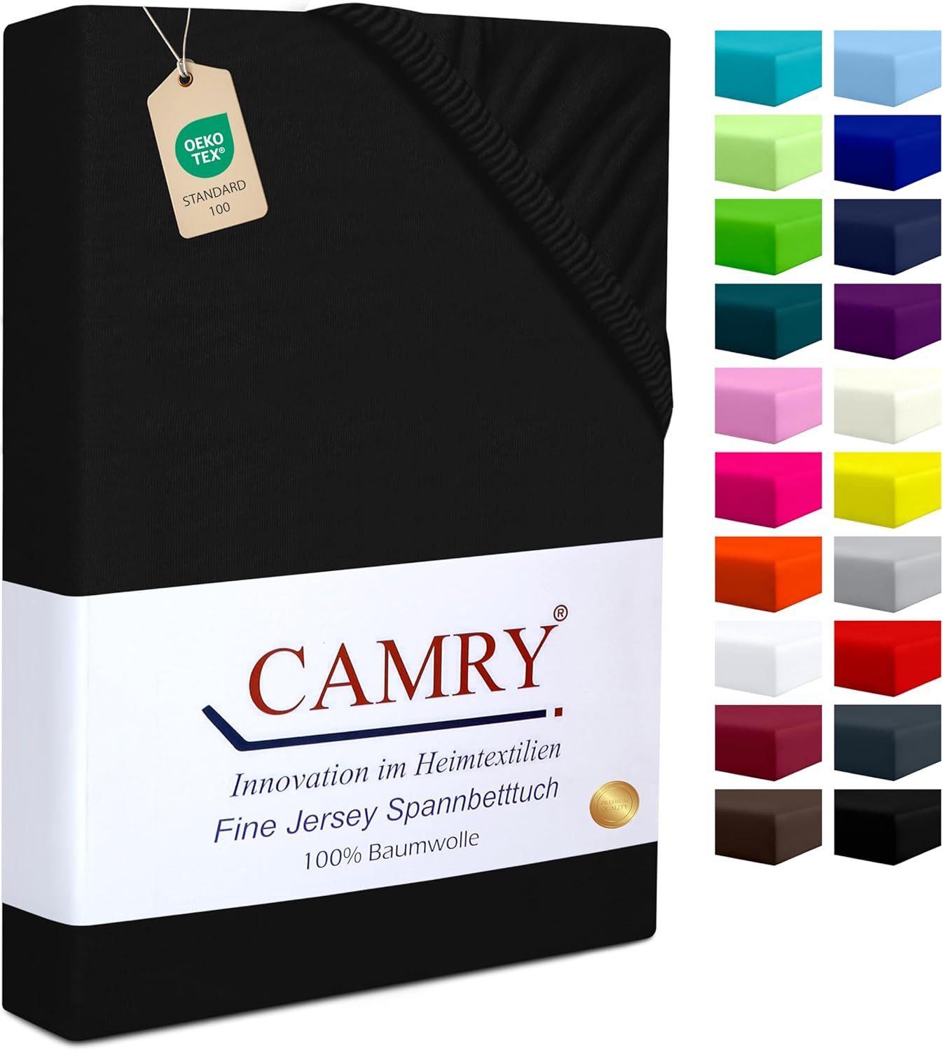 Camry Spannbettlaken CLASSIC Jersey 100% Baumwolle Spannbetttuch atmungsaktiv Gummizug, Jersey Baumwolle, Gummizug: rundum, 100% Baumwolle, alle Matratzenhöhen, atmungsaktiv, pflegeleicht