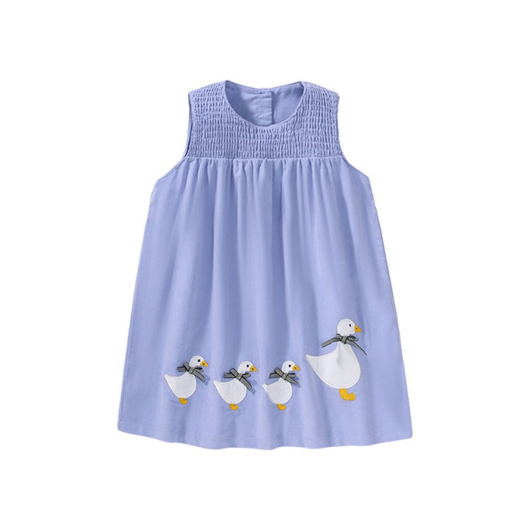 suebidou Midikleid Süßes Ärmelloses Kleid blau Mädchenkleid Cordoptik nachhaltig, kreativ