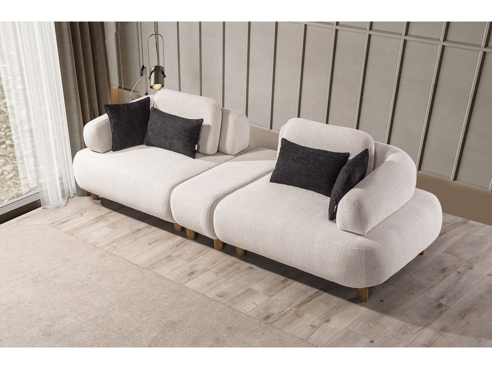 Villa Möbel Sofa Barcelona, 4-Sitzer 1 Teile, mit Relax-/Bettfunktion durch verstellbare Rückenlehne
