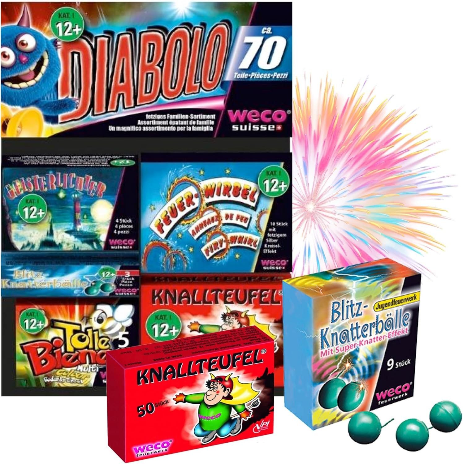 FlameXBurn Geburtstagskerze Diabolo Set 70 Teile für Silvester Jugendfeuerw günstig online kaufen
