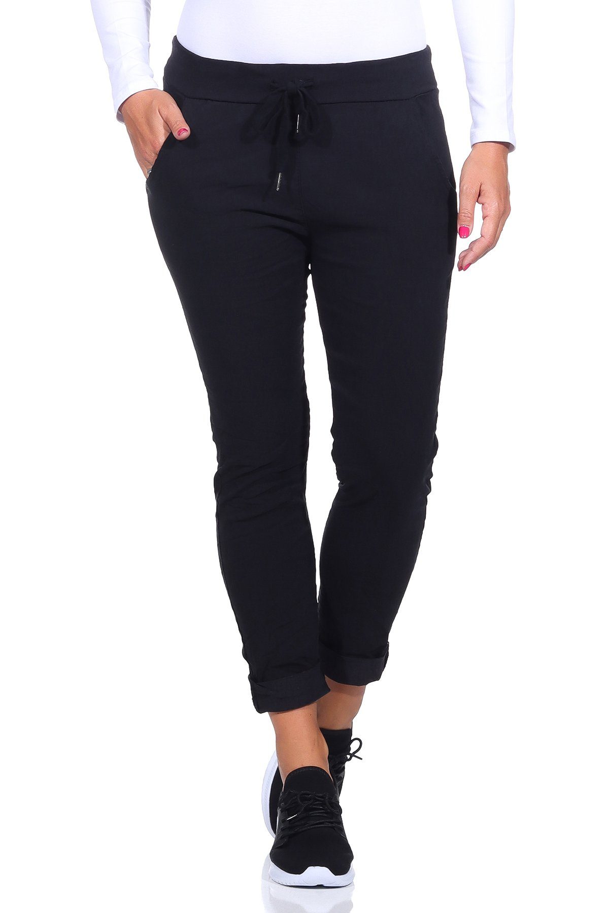 Schlupfhose Freizeithose für Damen angenehme Chinohose Basic Schlupfhose