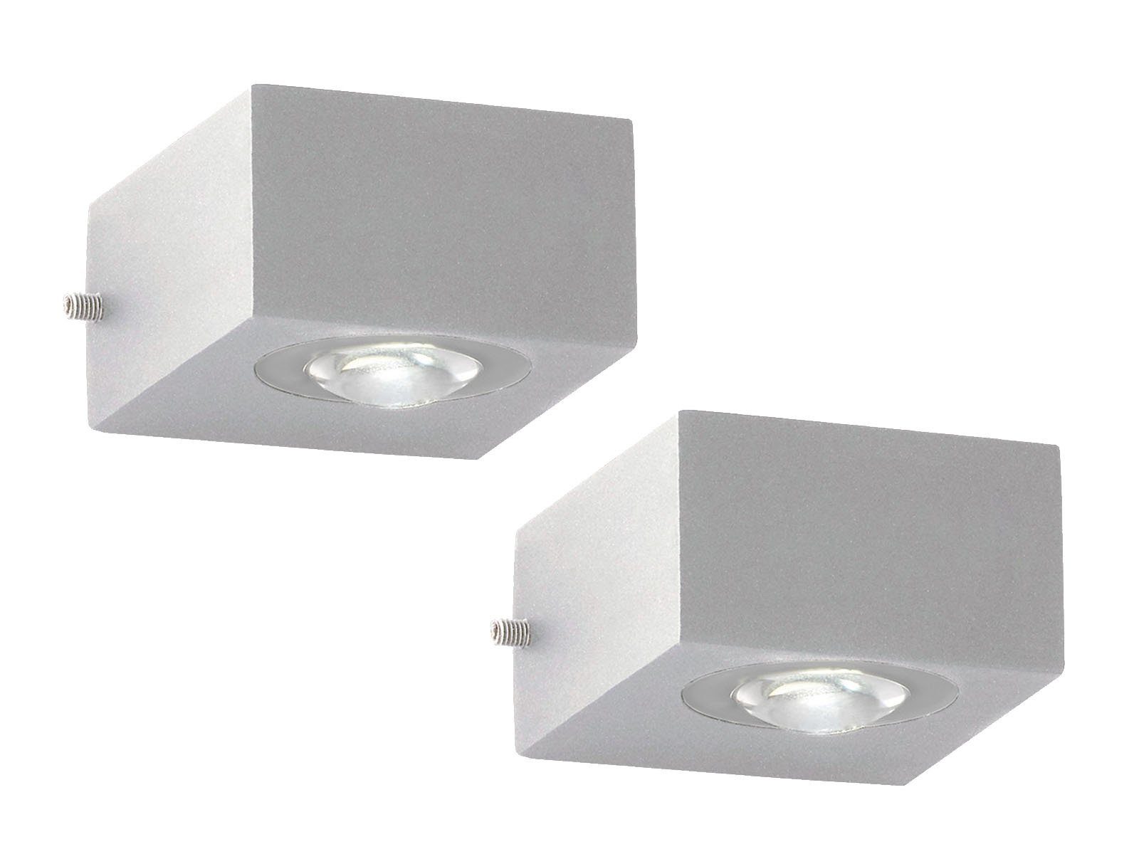 FISCHER & HONSEL LED Außen-Wandleuchte, LED fest integriert, Warmweiß, 2er SET kleine IP 54 Außenleuchten Silber & Wand-Beleuchtung Innen