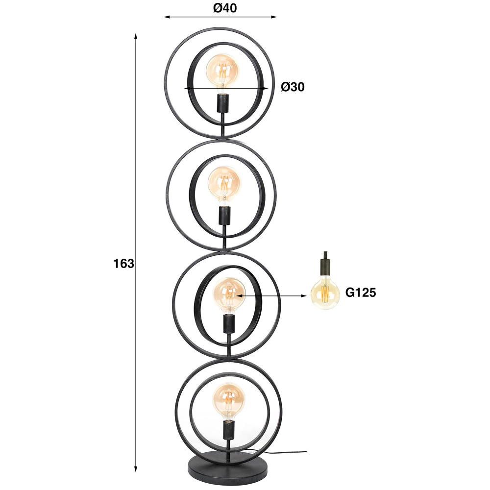 famlights Stehlampe Stehleuchte Aolani in Schwarz E27 4-flammig – Bild 4 von 4