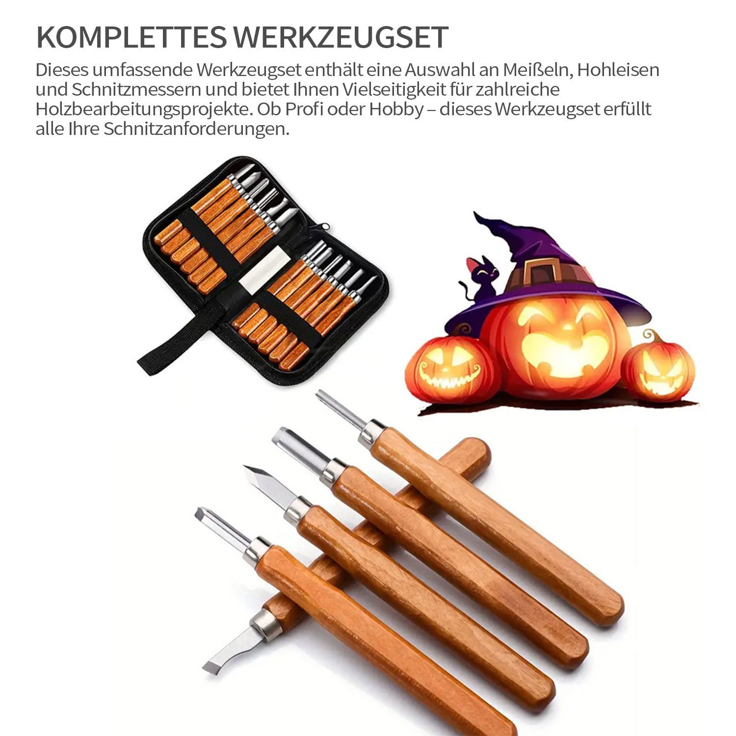 Refttenw Beitelsatz 12 Stück Holz-Schnitzwerkzeug Set,DIY Kunstschnitzmesser, (14-tlg)