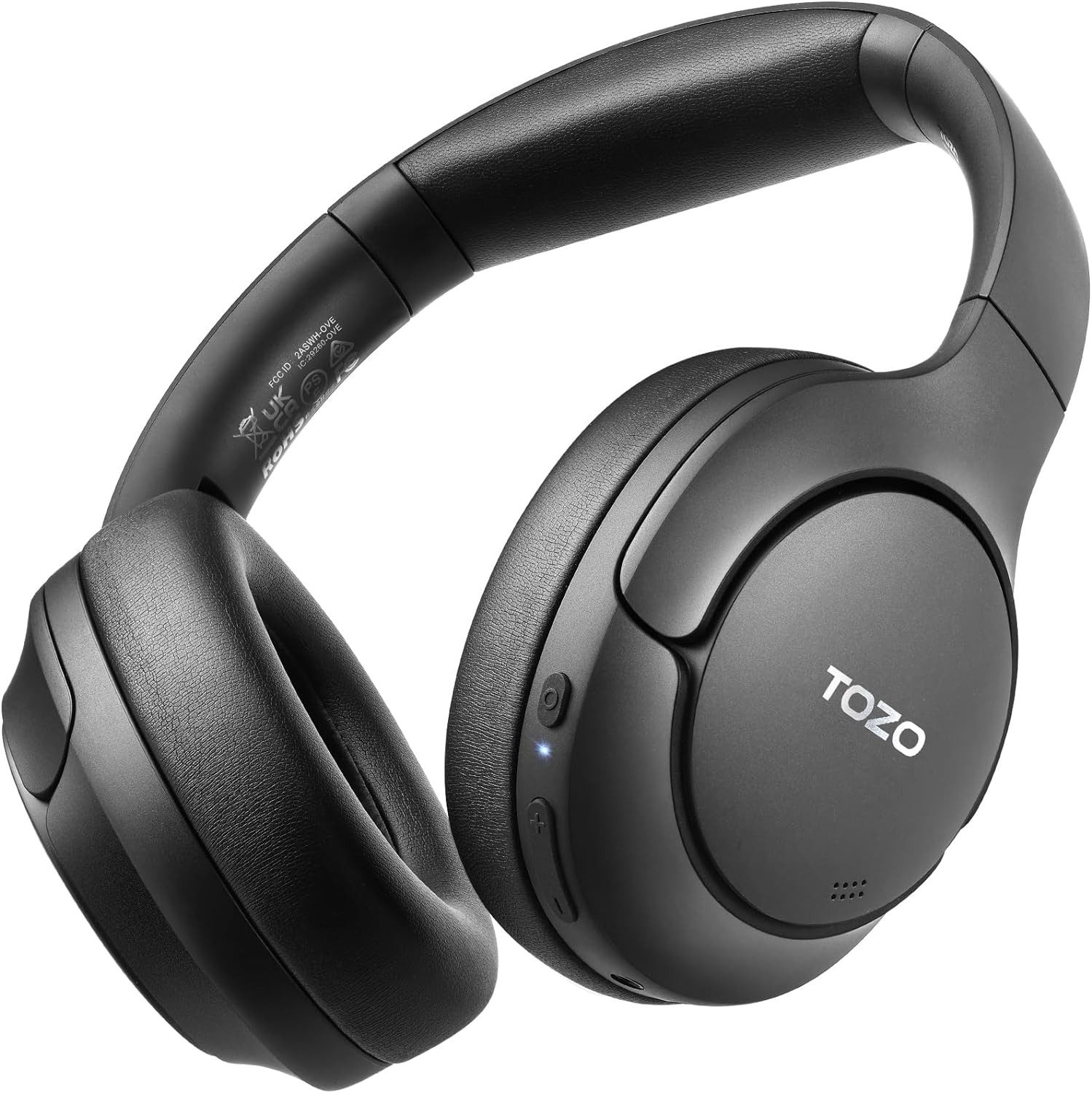 TOZO Hybrid Active Noise Cancelling App Steuerung,Hi-Res Audio, 60Spielzeit Headset (Hoher Tragekomfort: Weiche Proteinleder-Ohrpolster und anpassbare Ohrmuscheln bieten Komfort für alle Kopfformen, ideal für langes Tragen., Bluetooth, Aktive Geräuschunterdrückung Tiefer Bass, Komfortable Ohrmuscheln)