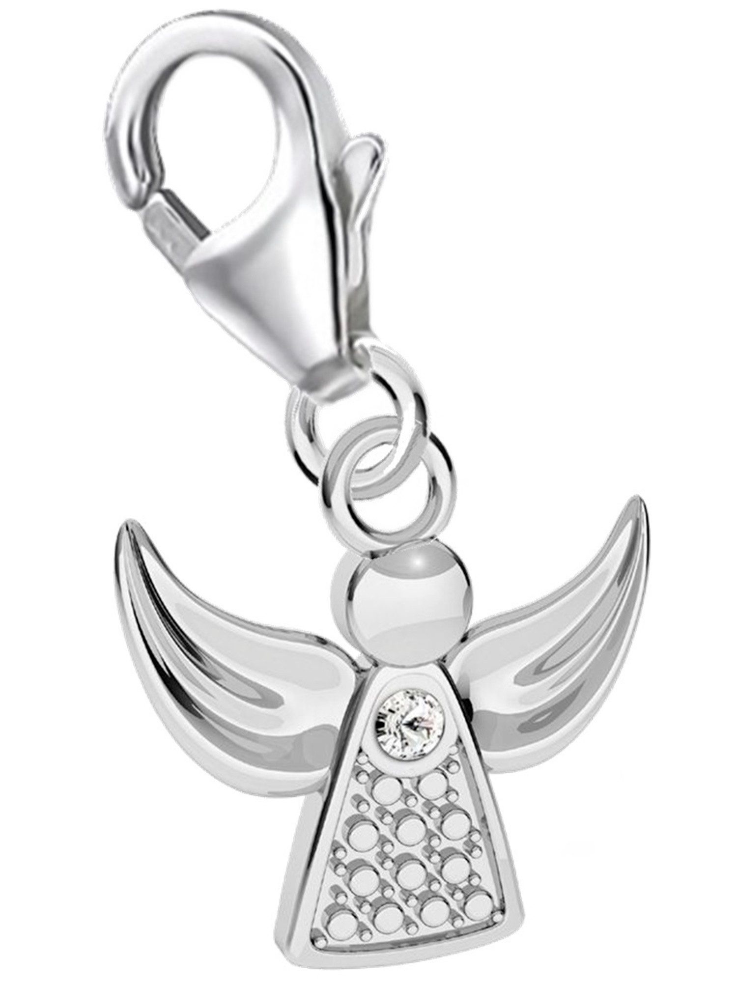 Goldene Hufeisen Charm Engel Zirkonia Engel Charm Anhänger für Bettelarmband aus 925 Silber (inkl. Etui)