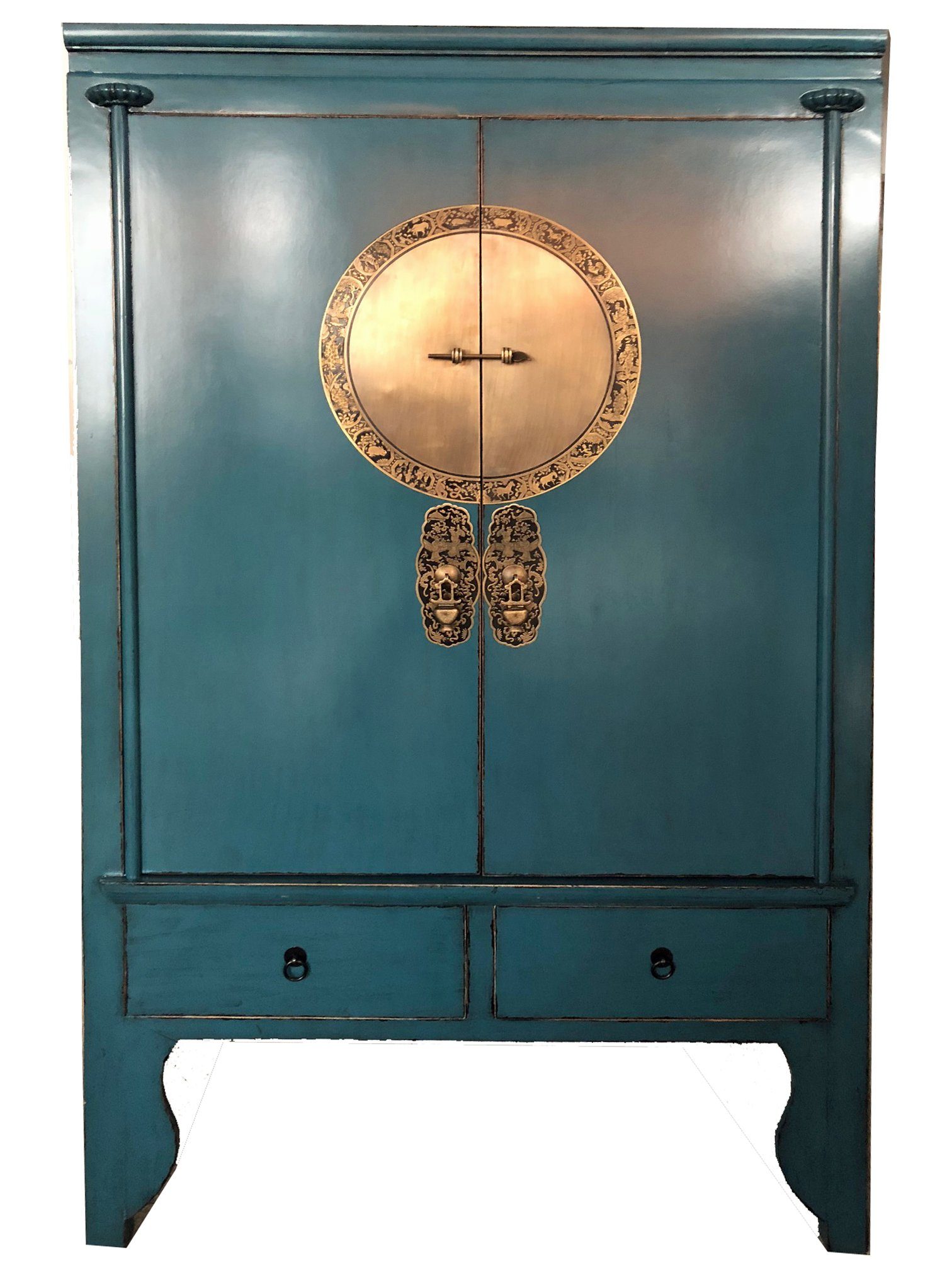 OPIUM OUTLET Kleiderschrank Asia Hochzeitsschrank Schrank Kommode Hochkommode (Möbel komplett montiert Landhausoptik, Vintage-Stil) chinesisch asiatisch orientalisch