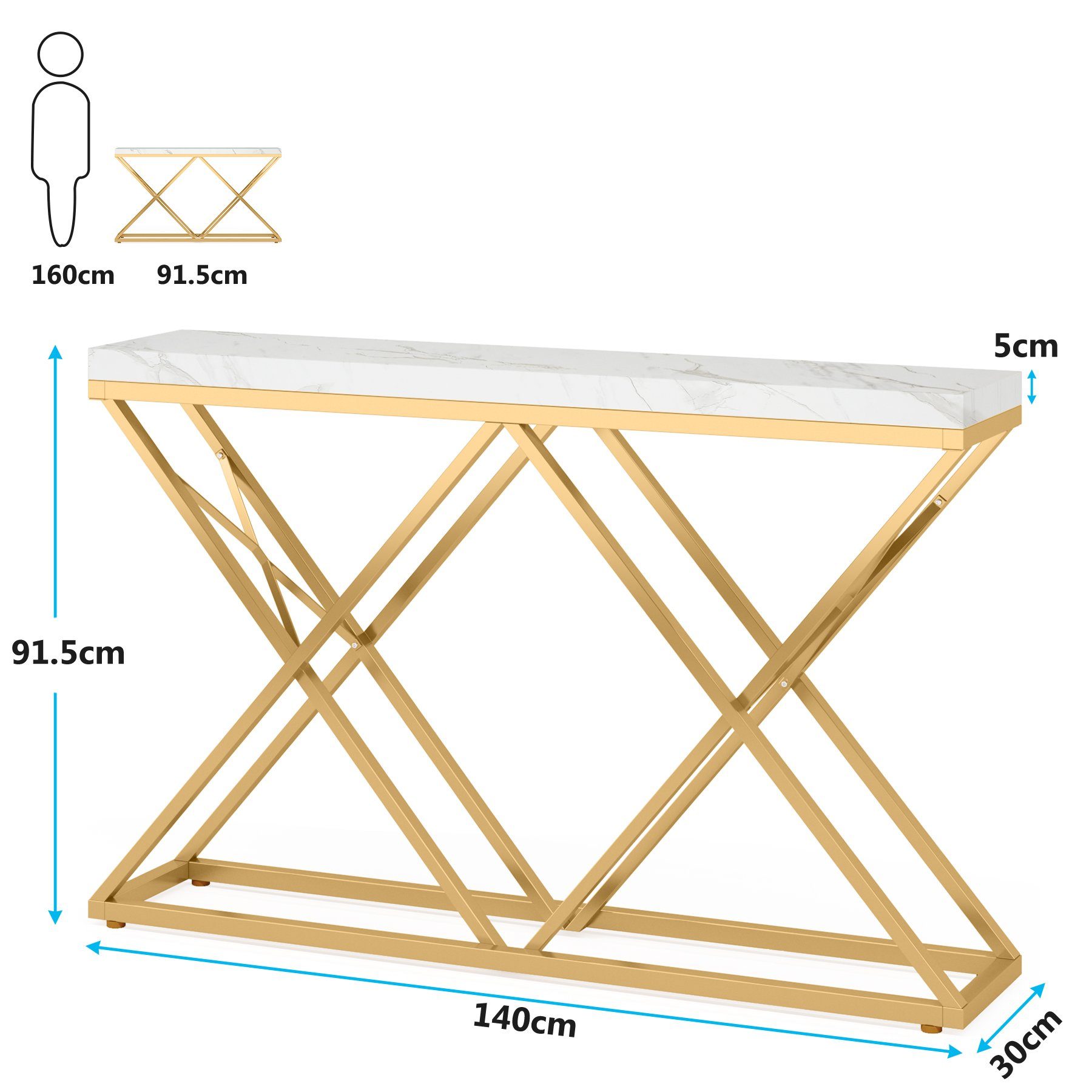 Tribesigns Moderner cm Konsolentisch Flurtisch Gold 140 Konsolentisch Eingangsbereich im