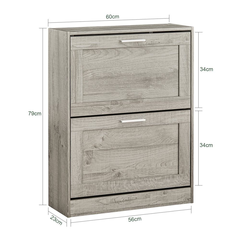 SoBuy Schuhschrank FSR137, Schuhkipper Schuhablage Schuhregal Schuhkommode mit 2 Klappen, Schuhschrank schmal, perfekt für schmale Flure, 12 Paar – Bild 5 von 5