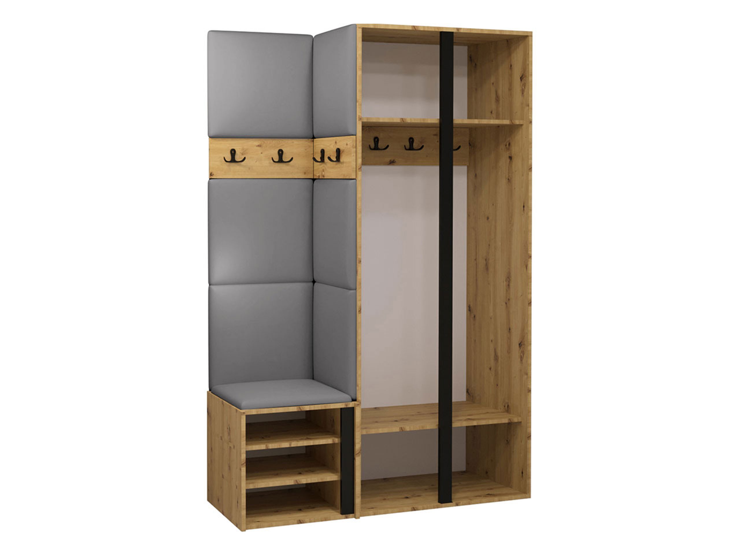 MIRJAN24 Garderoben-Set Orion XXVI, (Komplett-Set, Schrank, Kleiderschrank mit Spiegel, Kleiderhaken, 7x Paneel 42x42), Auswahl aus Fronten und Polsterplatten