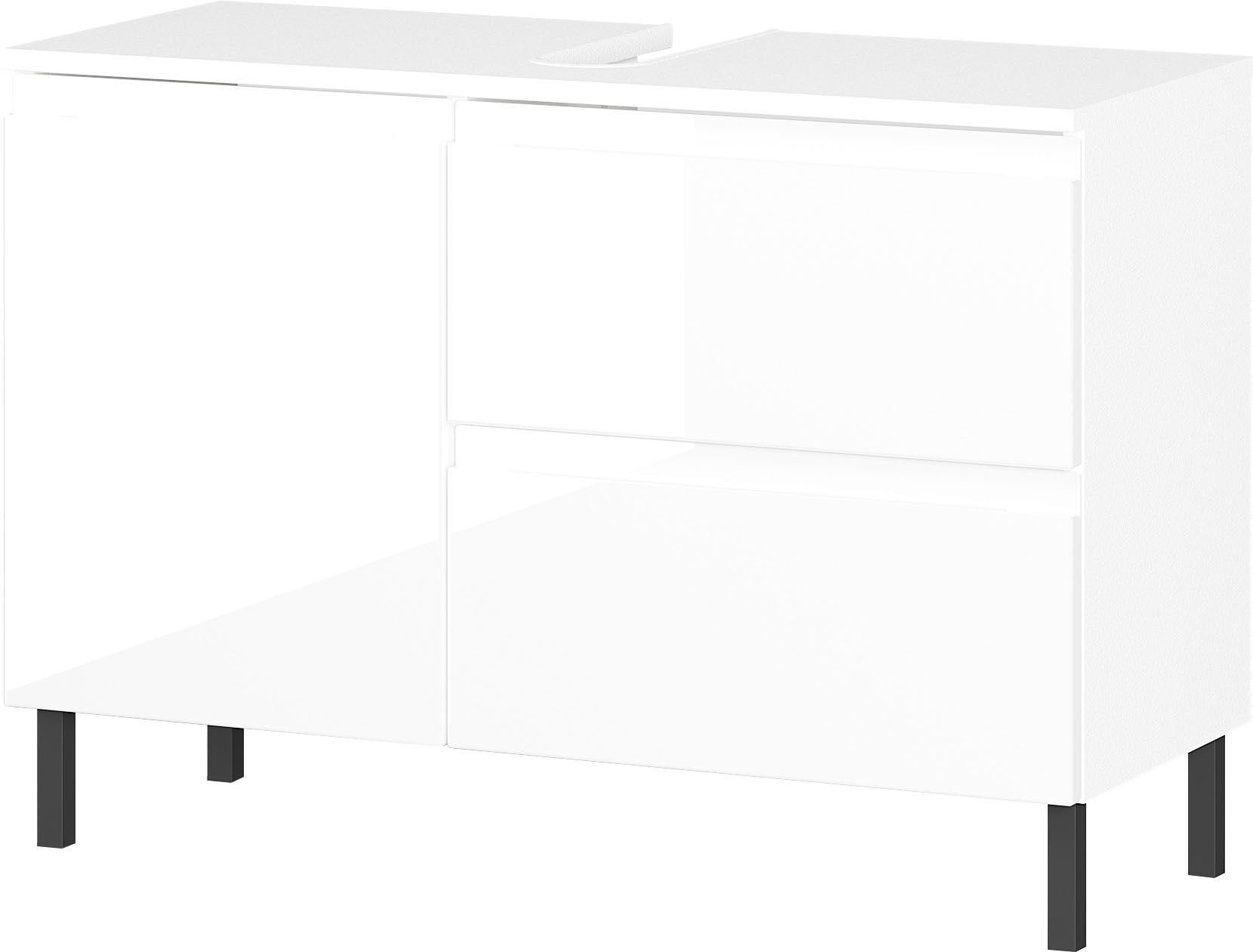 GERMANIA Waschbeckenunterschrank Scantic Breite 80 cm, Badezimmerschrank, verstellbarer Einlegeboden Weiß | Weiß