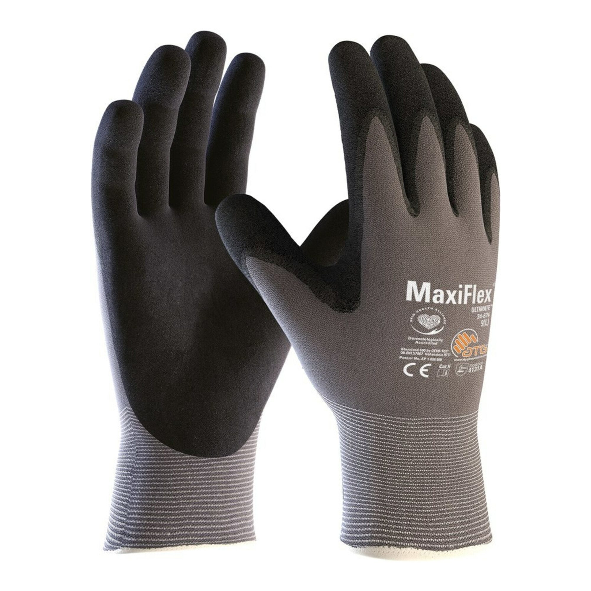 ATG Nitril-Handschuhe Handschuhe MaxiFlex Ultimate 34-874 Gr.7 grau/schwarz Nyl.m.Nitril EN